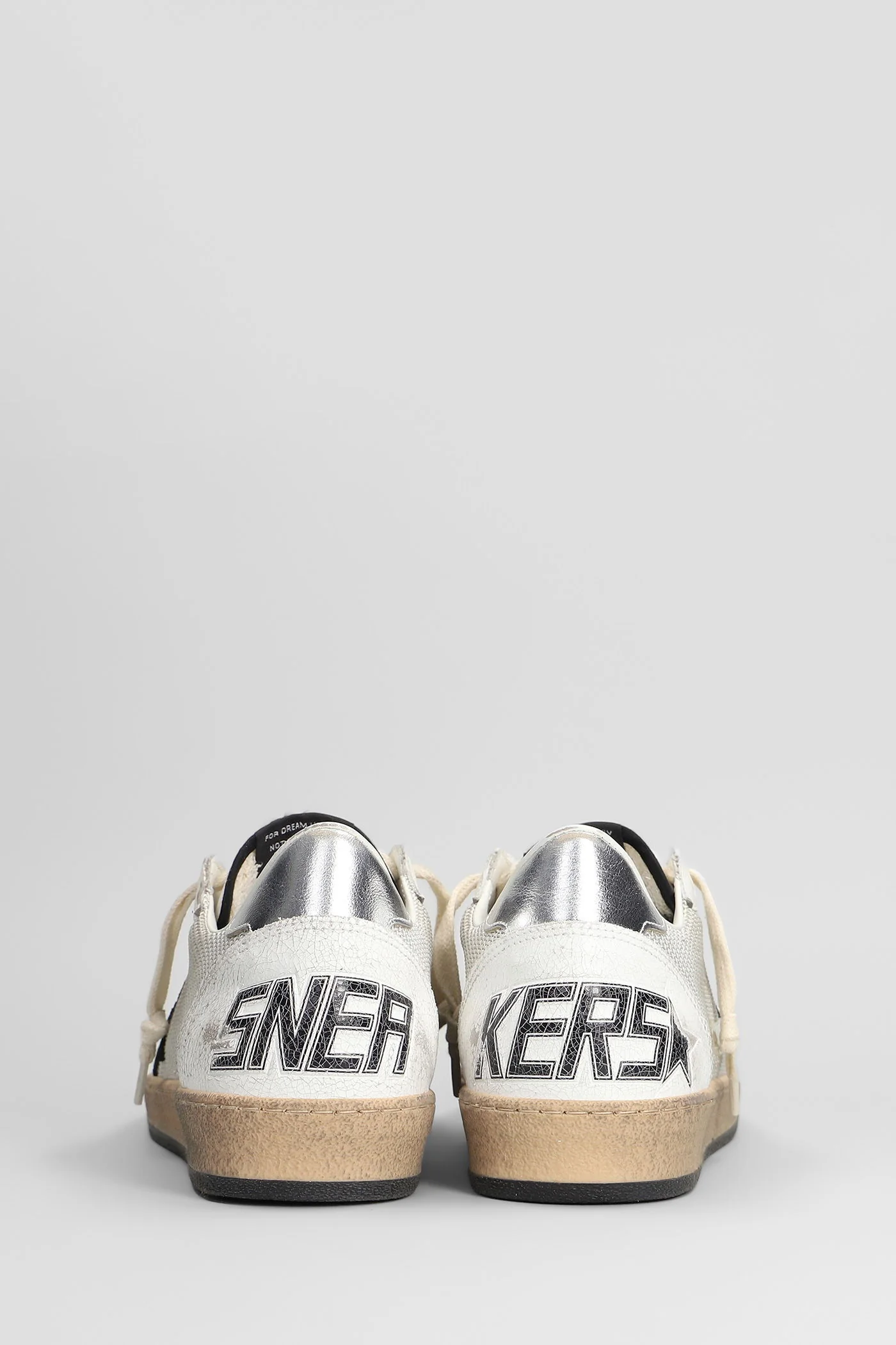 Ball Star Sneakers in white leather and fabric - Image 4
