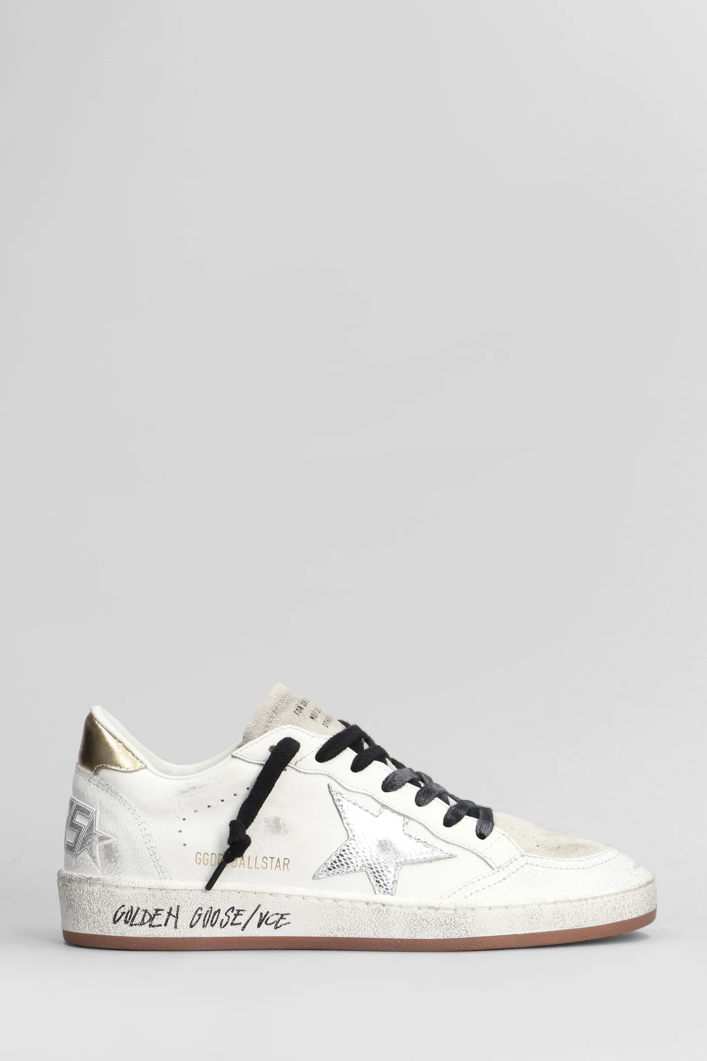 Ball Star Sneakers in white suede and leather