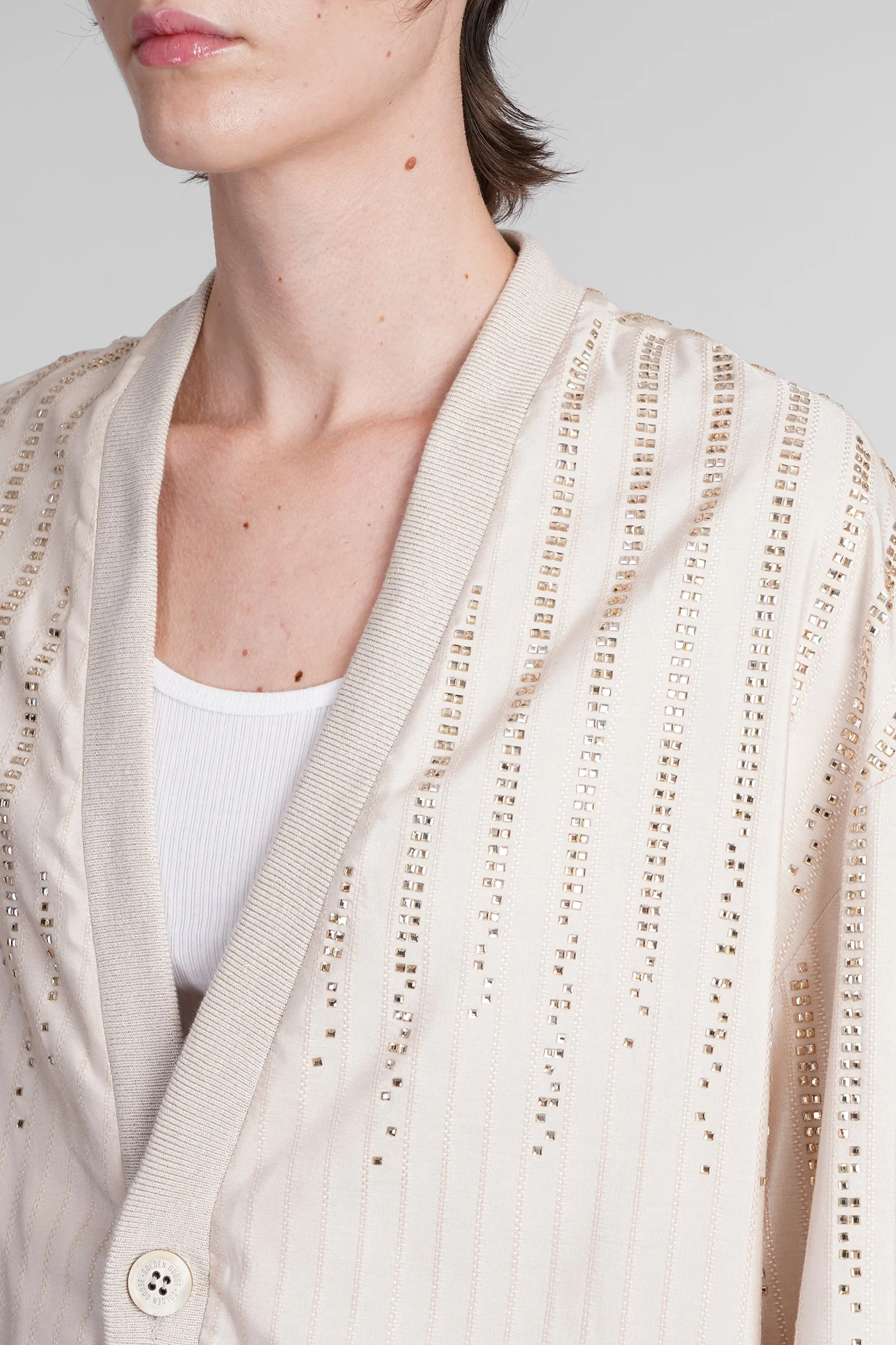 Cardigan in beige silk - Image 5