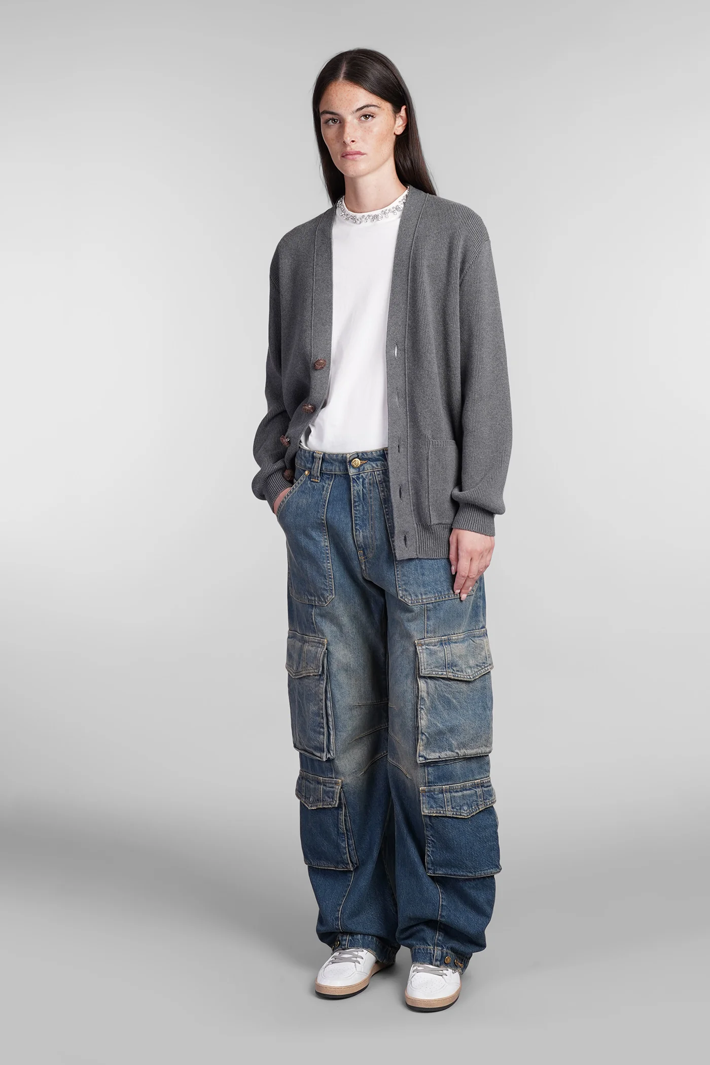 Cardigan in grey cotton - Image 2