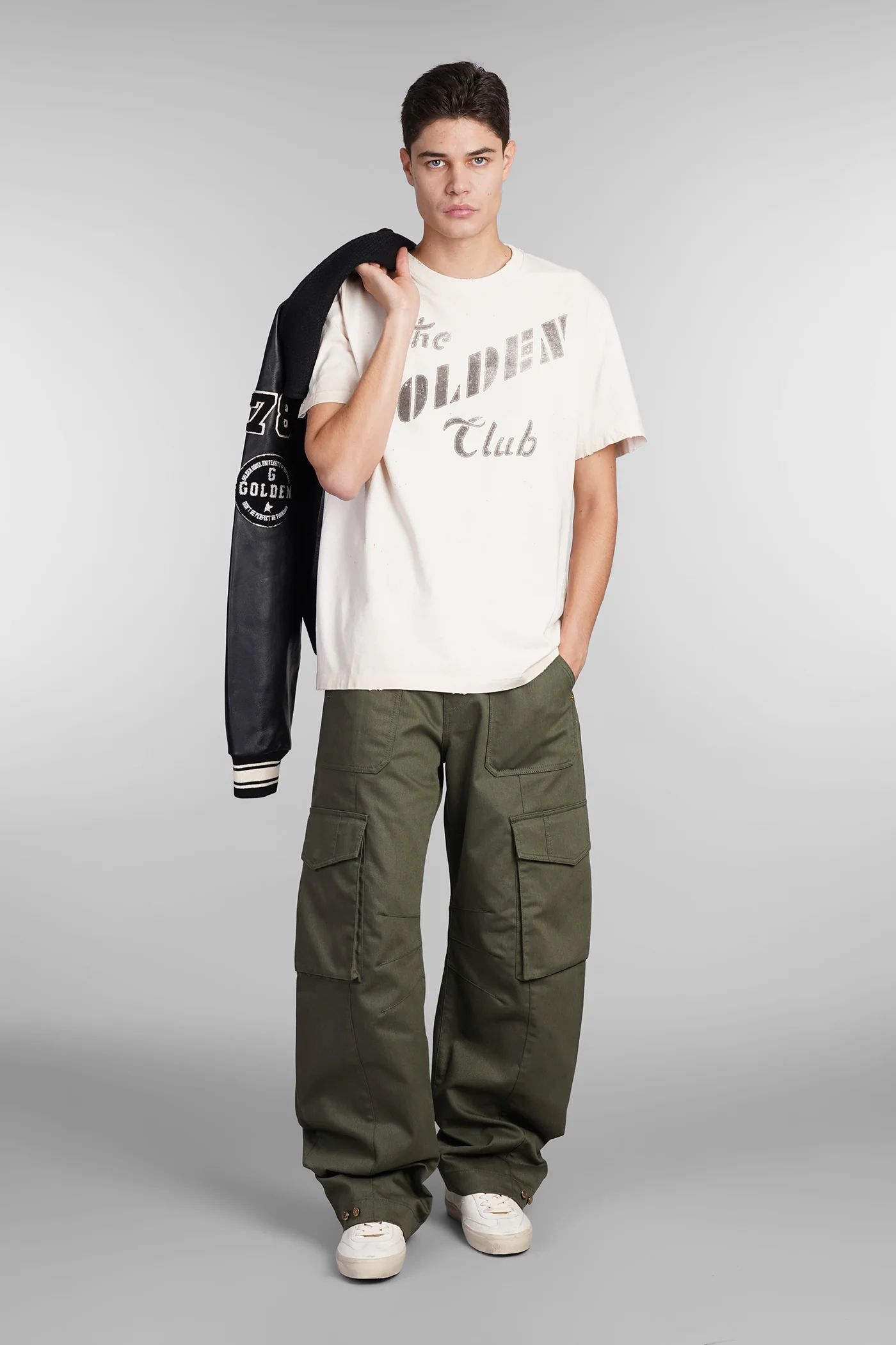 Cargo leniin Pants in khaki polyester - Image 2
