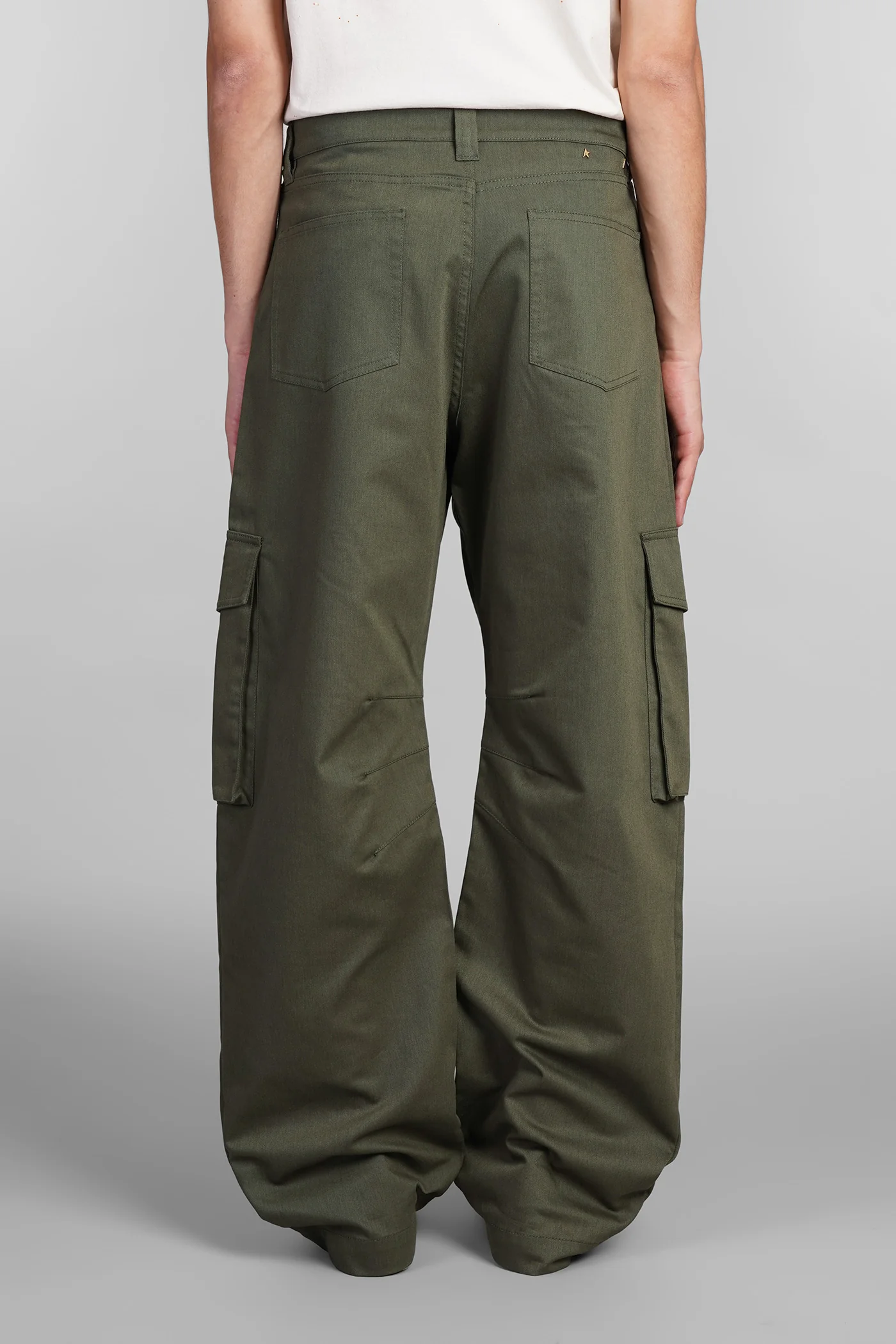 Cargo leniin Pants in khaki polyester - Image 3