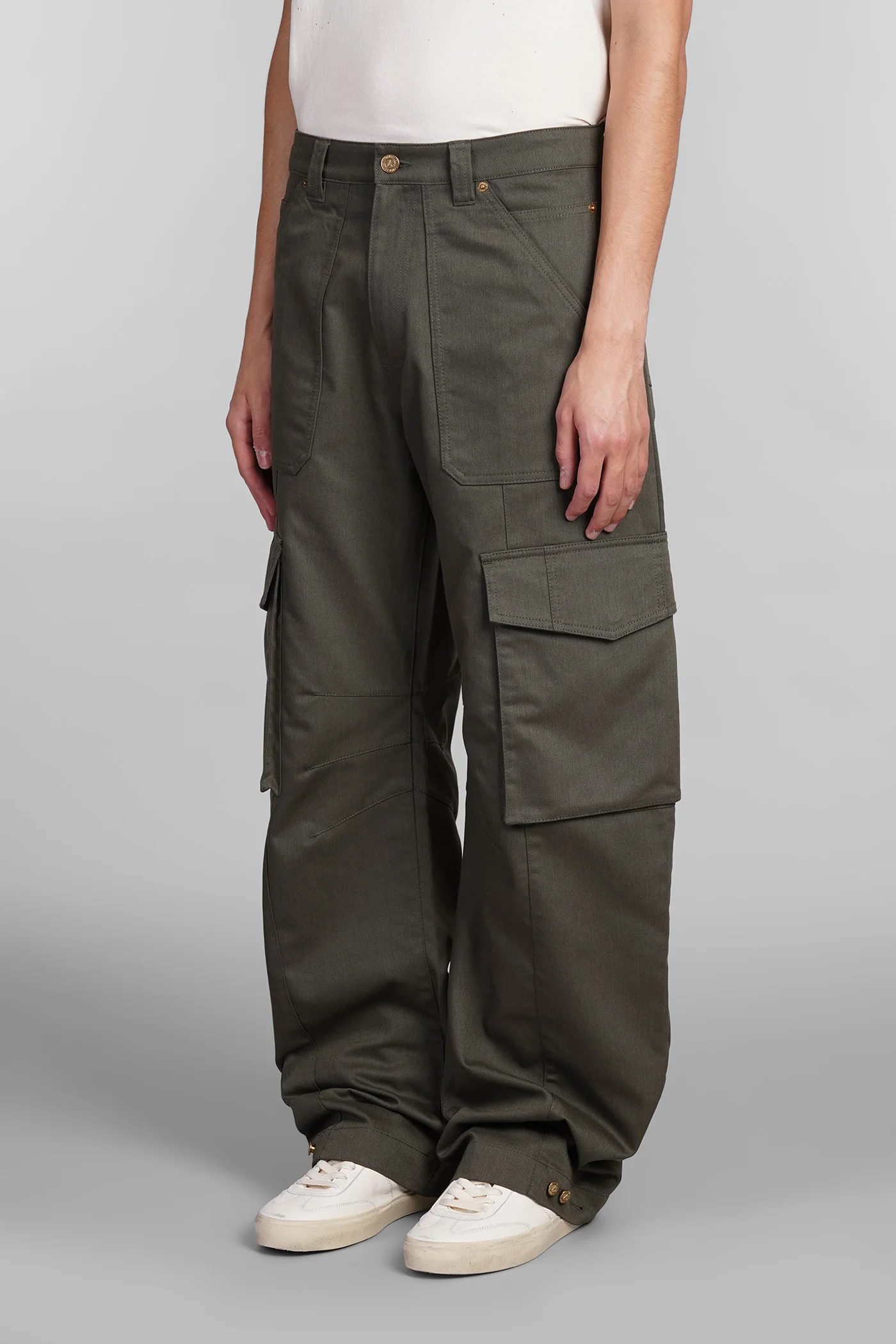 Cargo leniin Pants in khaki polyester - Image 4