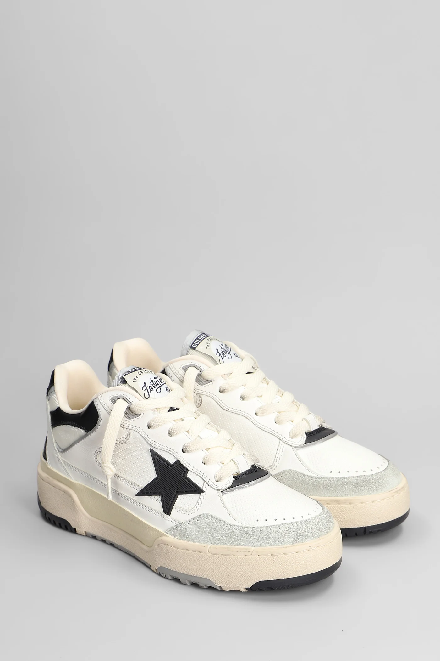 Forty 2 Sneakers in white leather and fabric - Image 2