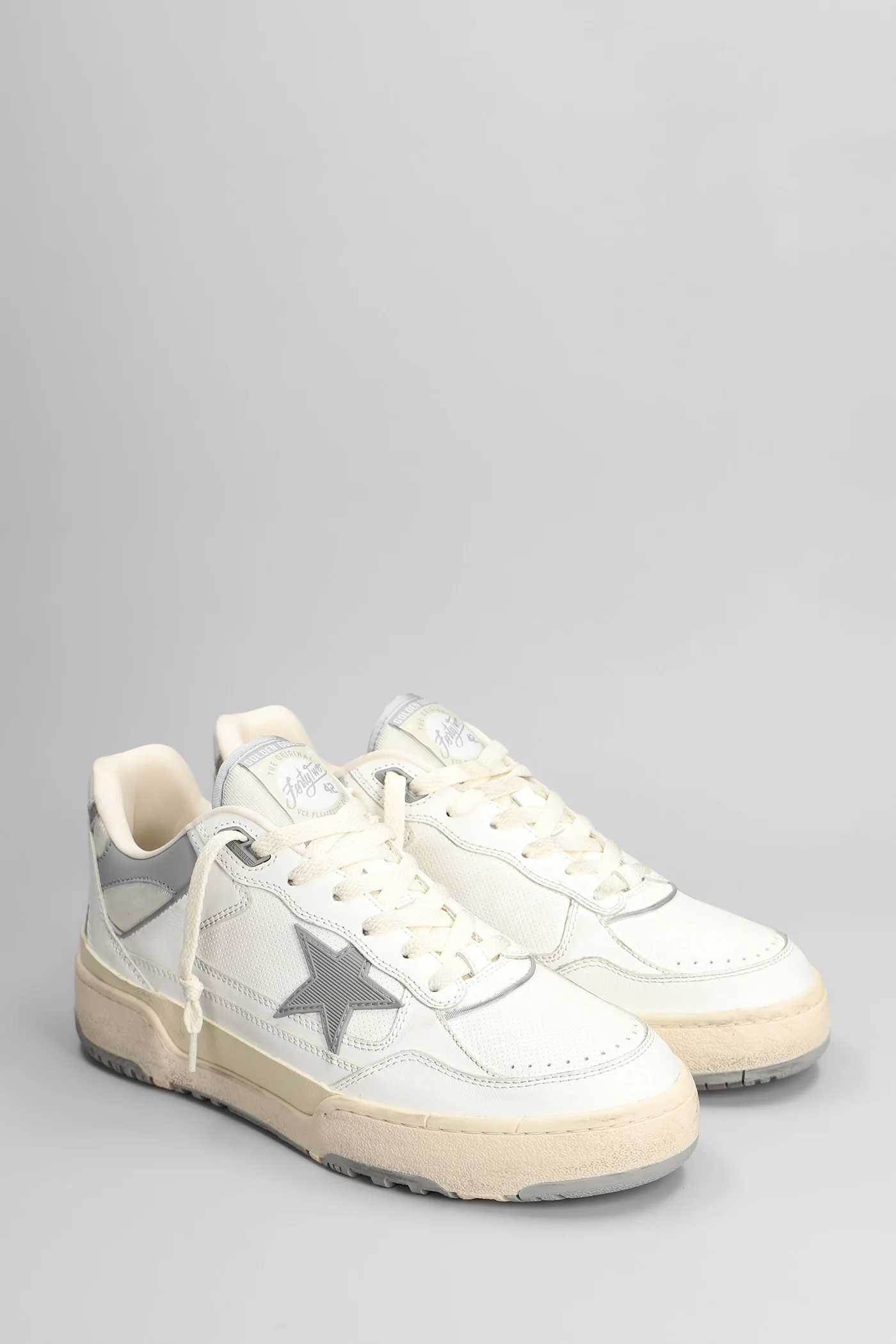 Forty 2 Sneakers in white leather and fabric - Image 2