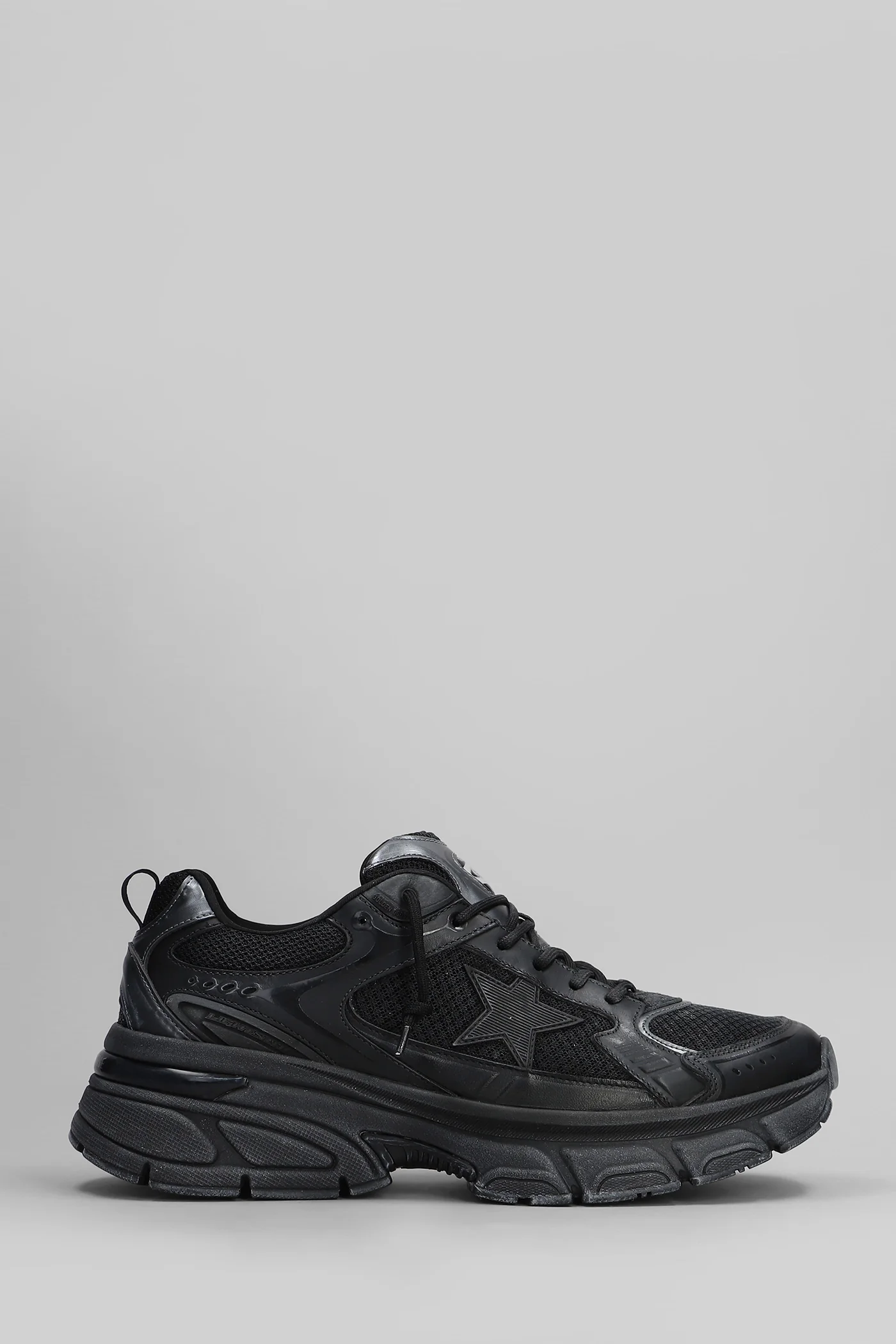 Light Star Sneakers in black leather and fabric - Image 26