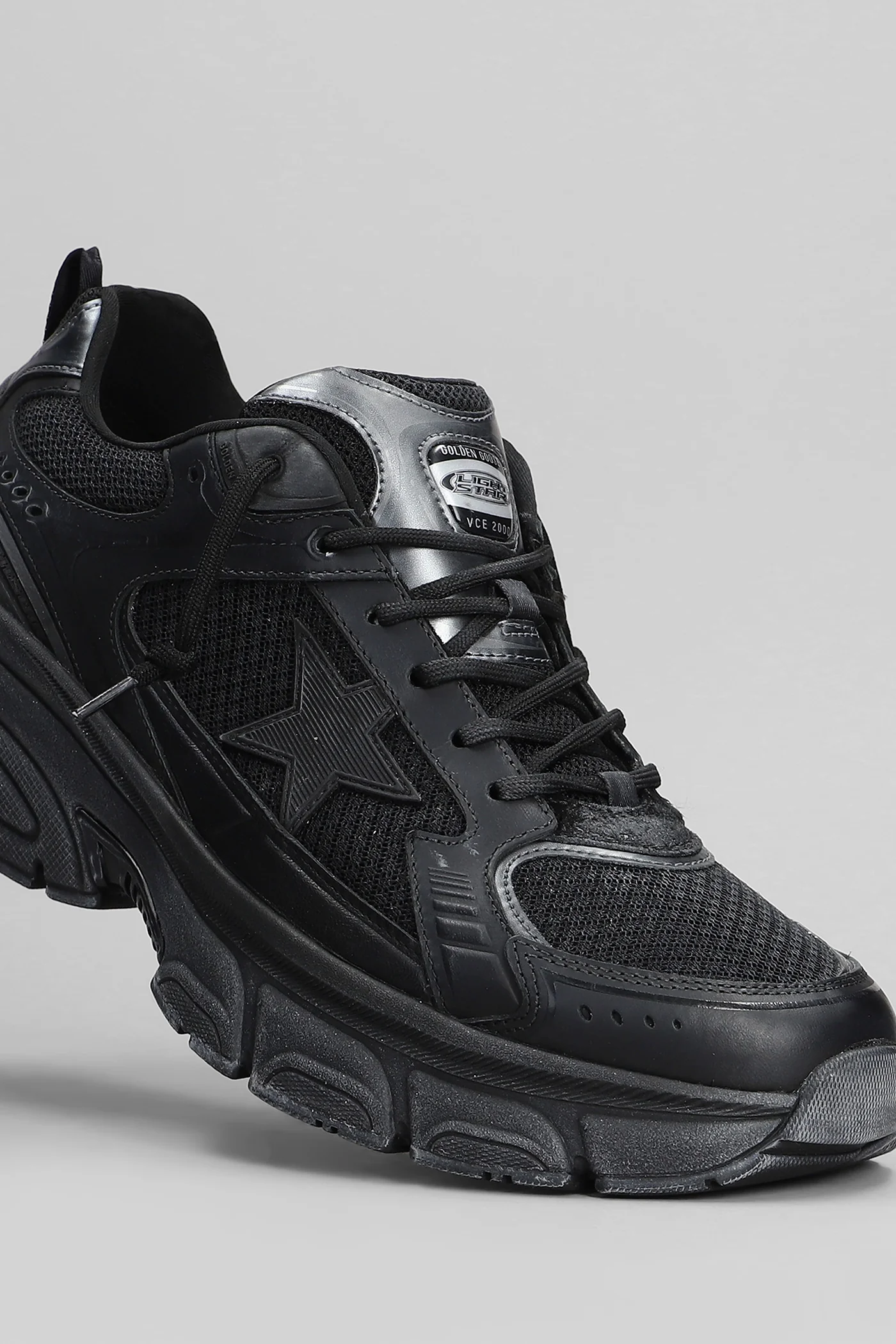 Light Star Sneakers in black leather and fabric - Image 35