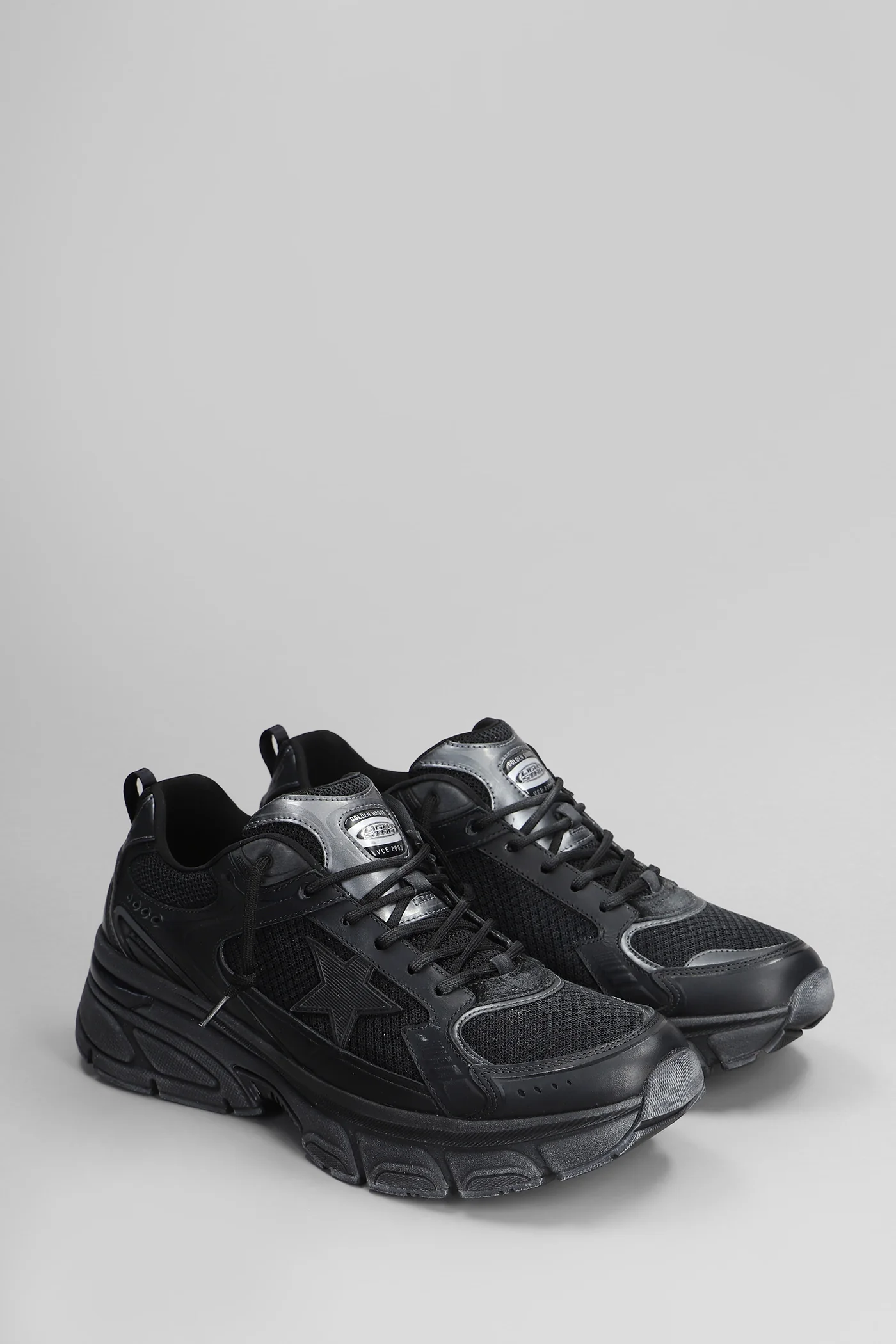 Light Star Sneakers in black leather and fabric - Image 7