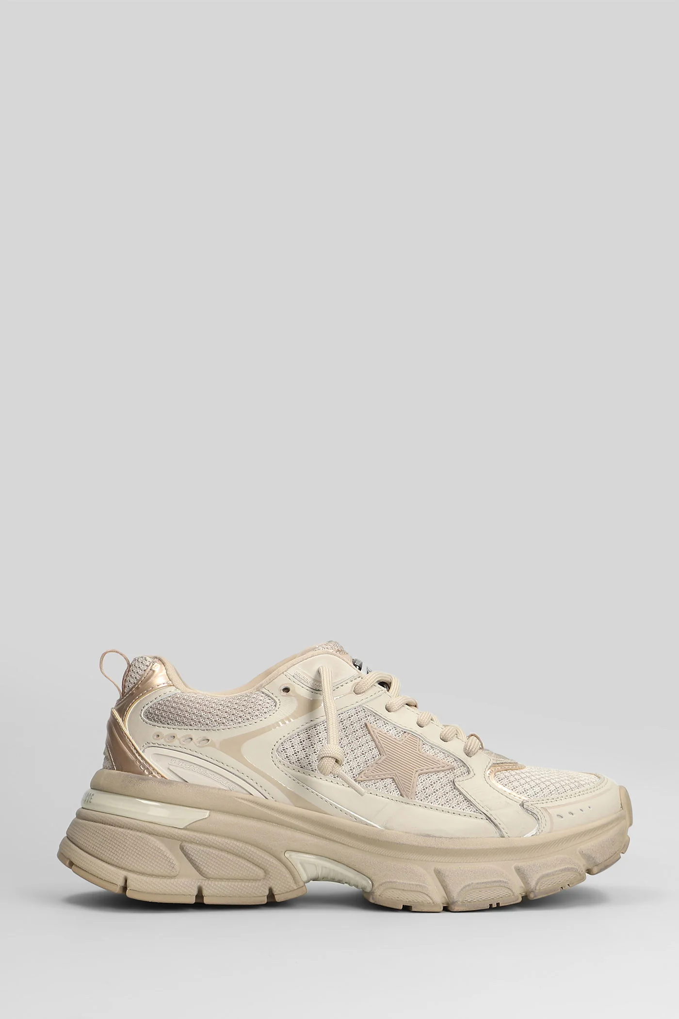 Light Star Sneakers in taupe leather and fabric