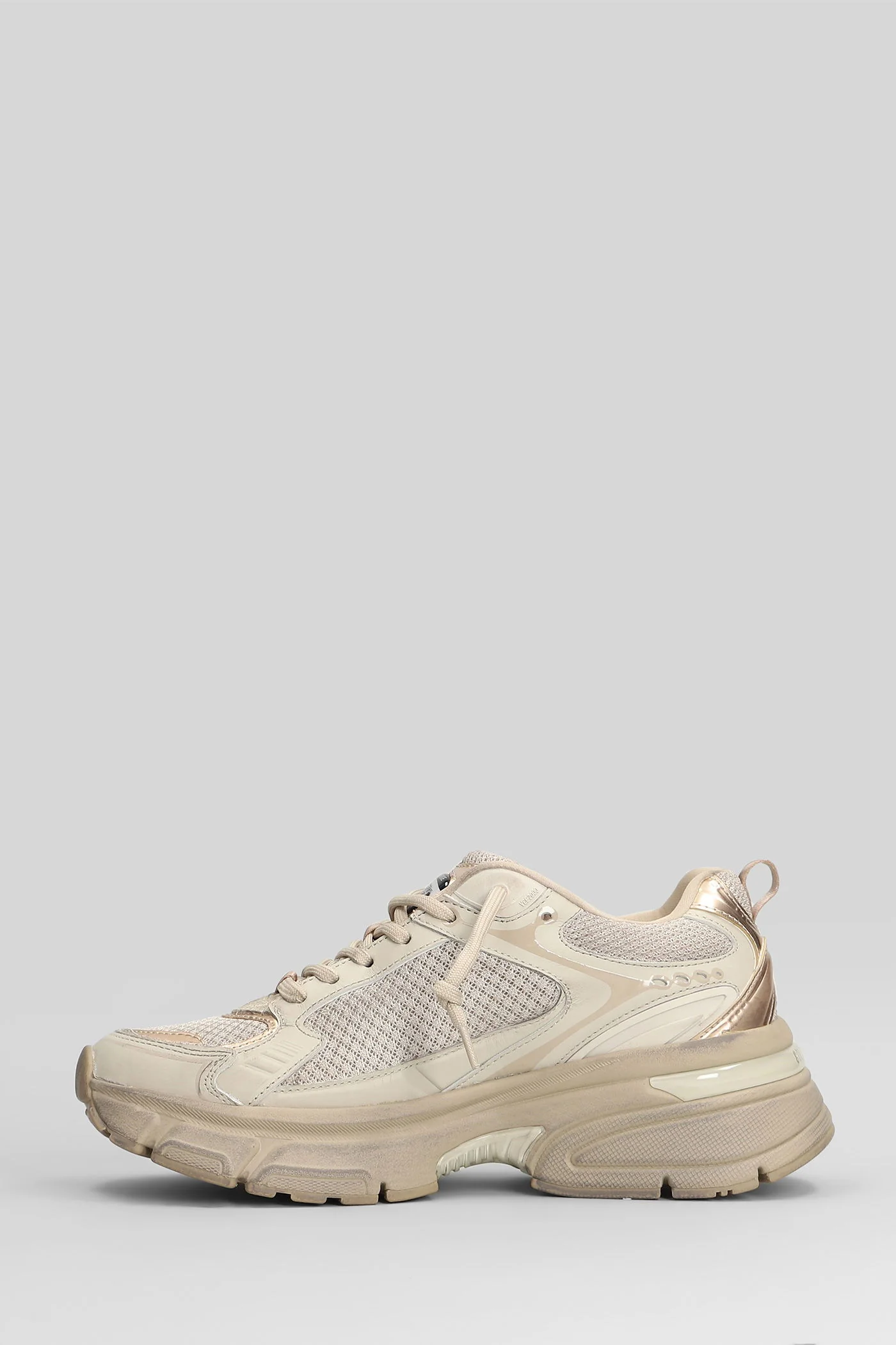 Light Star Sneakers in taupe leather and fabric - Image 3