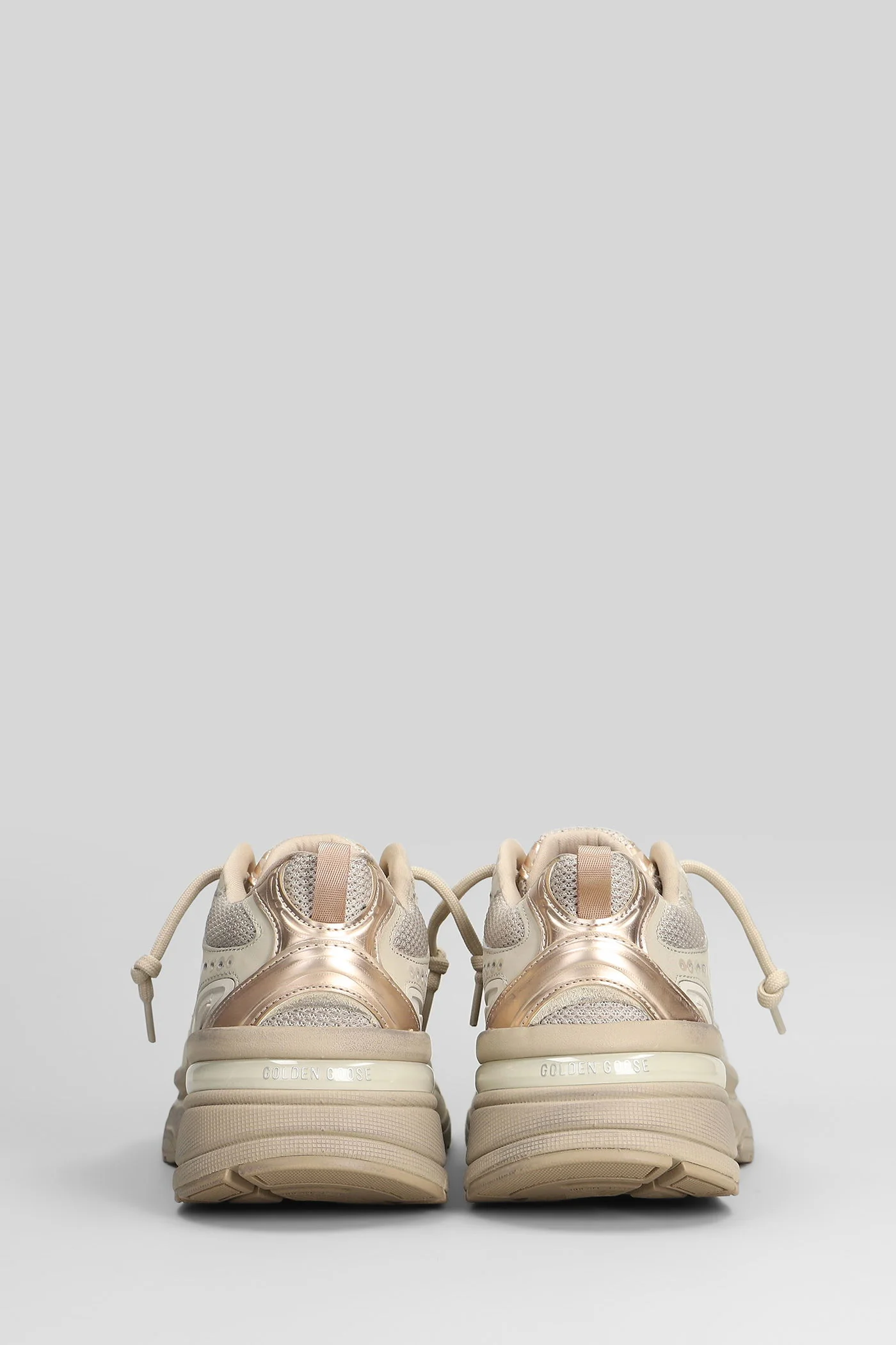 Light Star Sneakers in taupe leather and fabric - Image 4