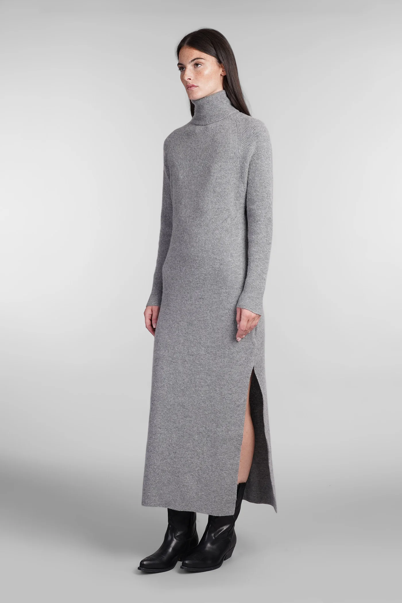 Molly Dress woman in grey wool - Image 4
