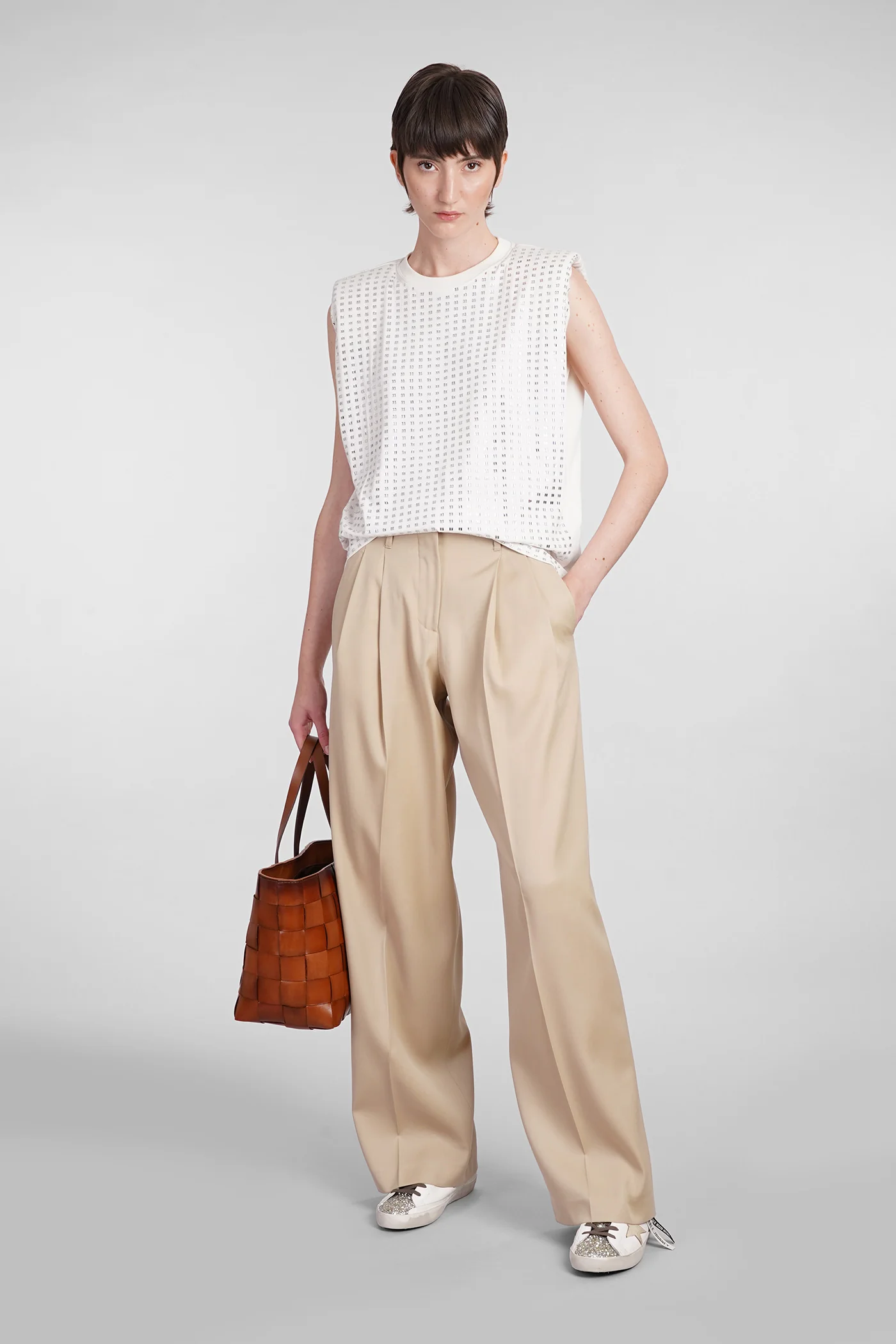 Pants in beige wool - Image 2