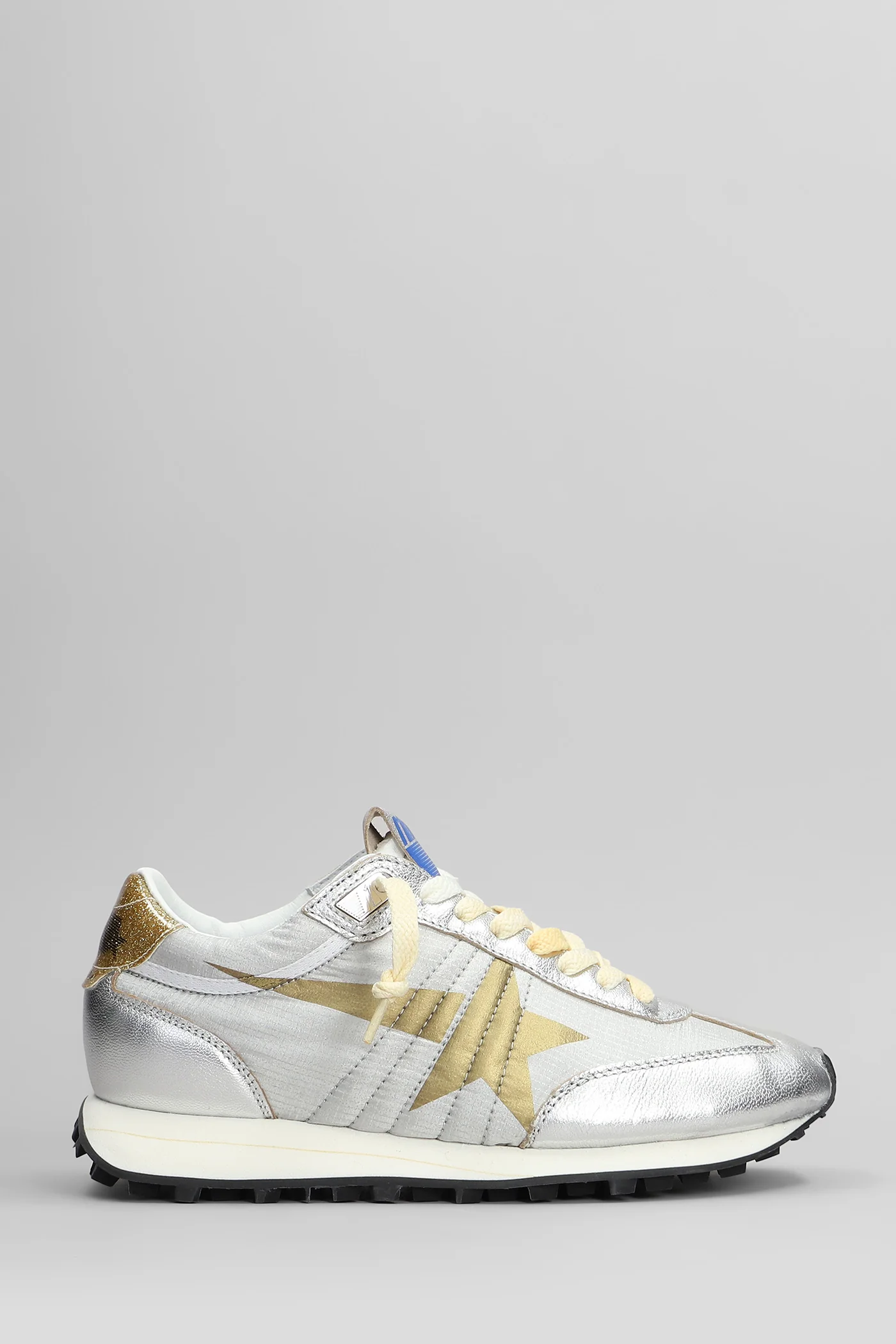Running Marathon Sneakers in silver leather and fabric