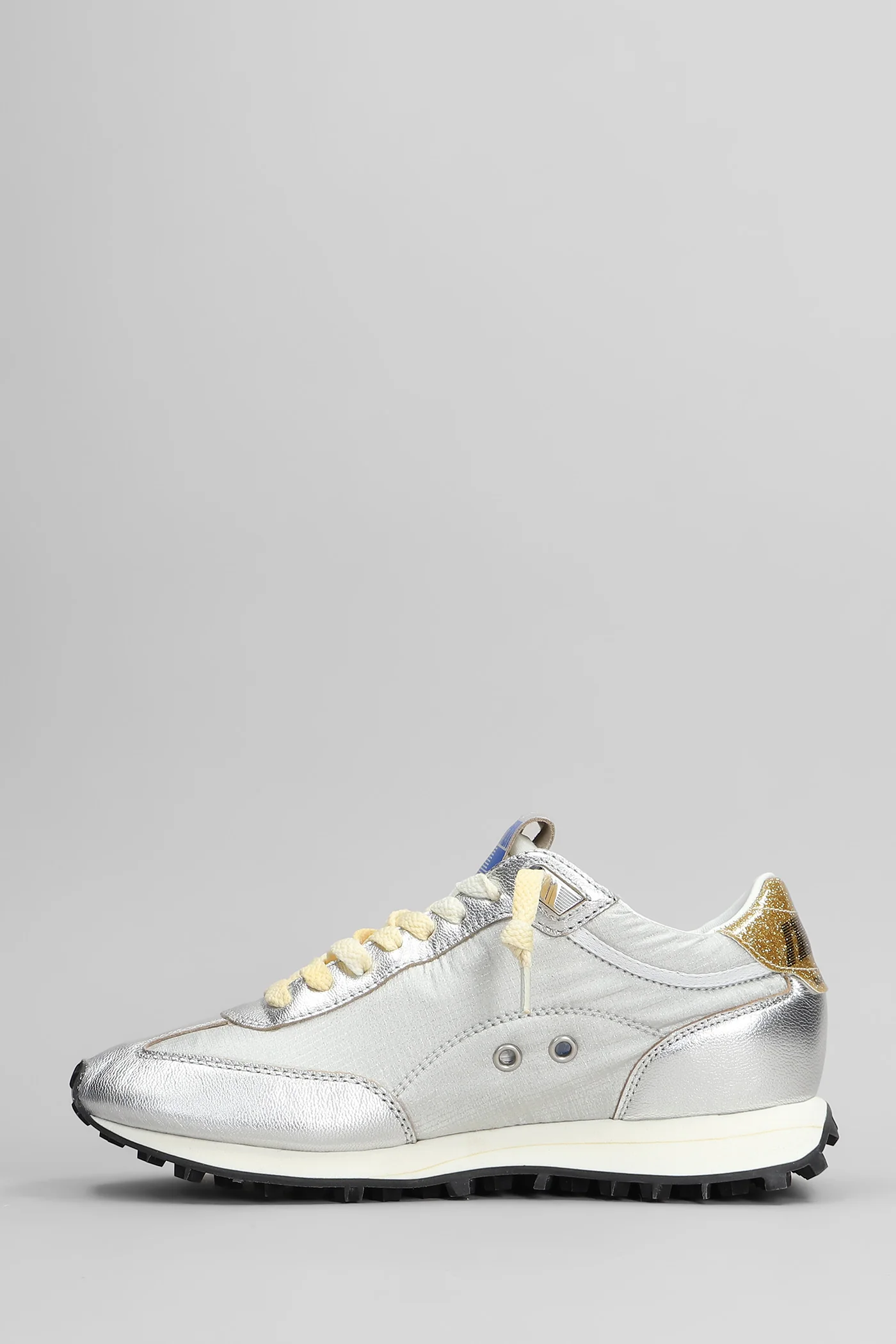 Running Marathon Sneakers in silver leather and fabric - Image 3