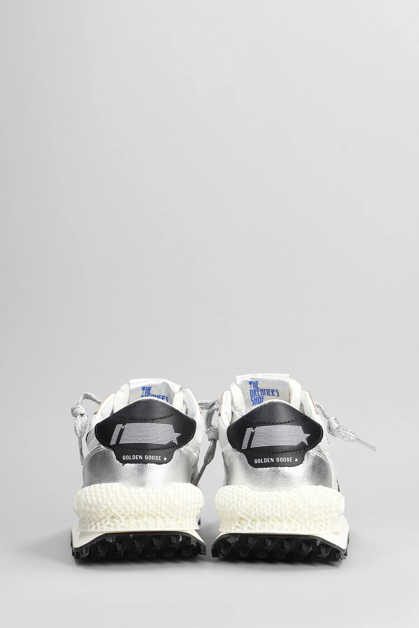 Running Marathon Sneakers in silver leather and fabric - Image 4