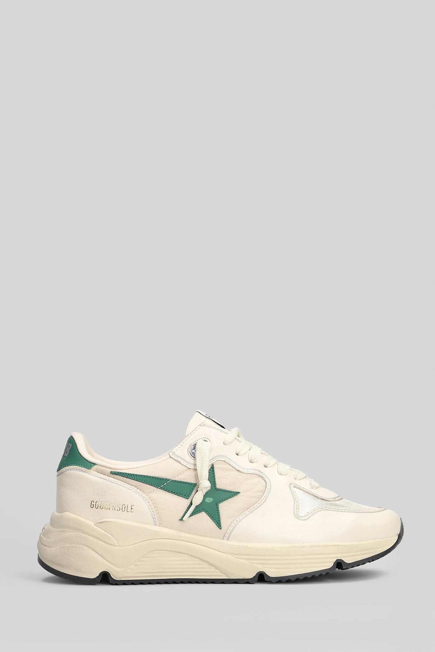 Running Sneakers in beige leather and fabric