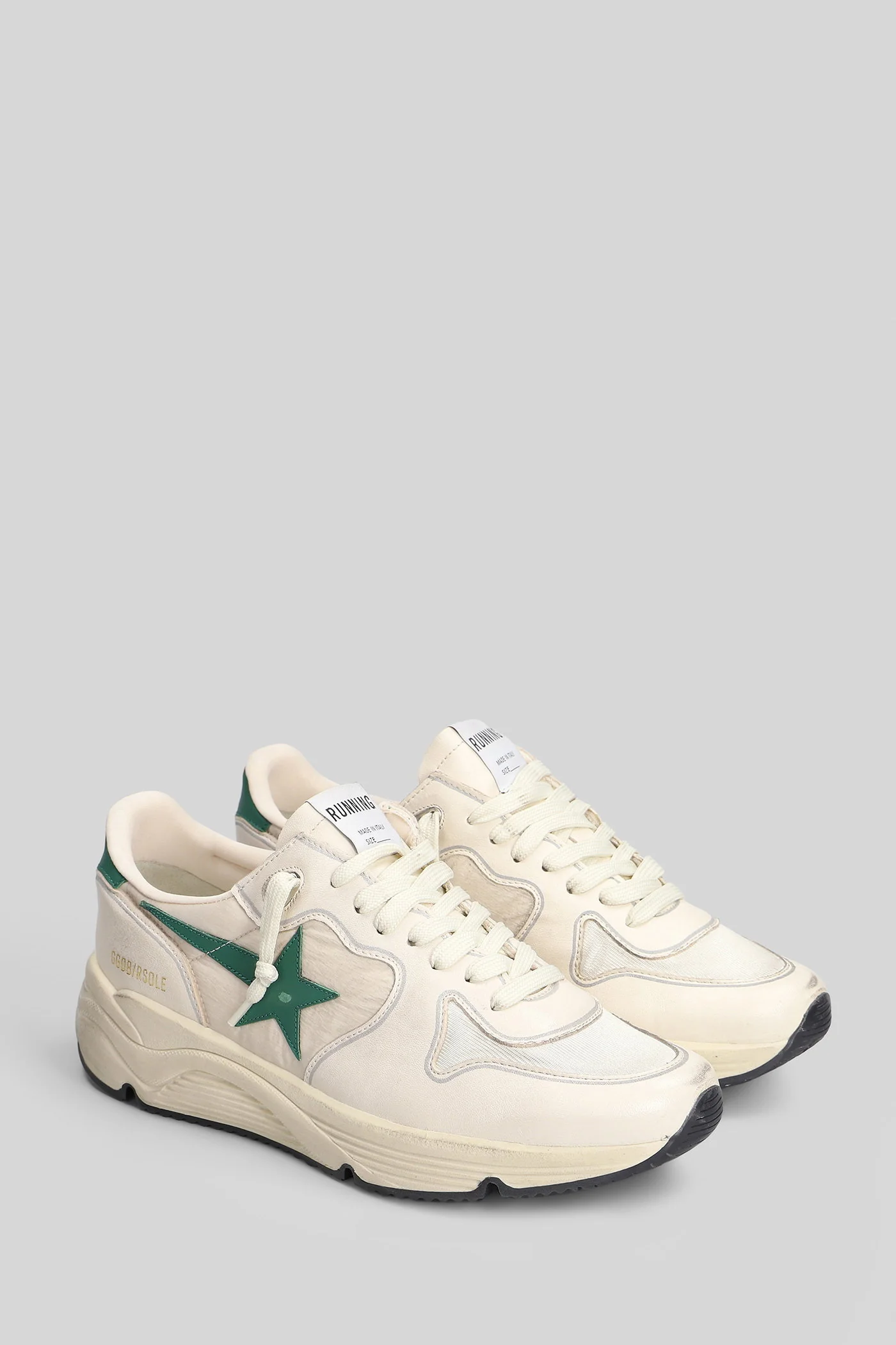 Running Sneakers in beige leather and fabric - Image 2