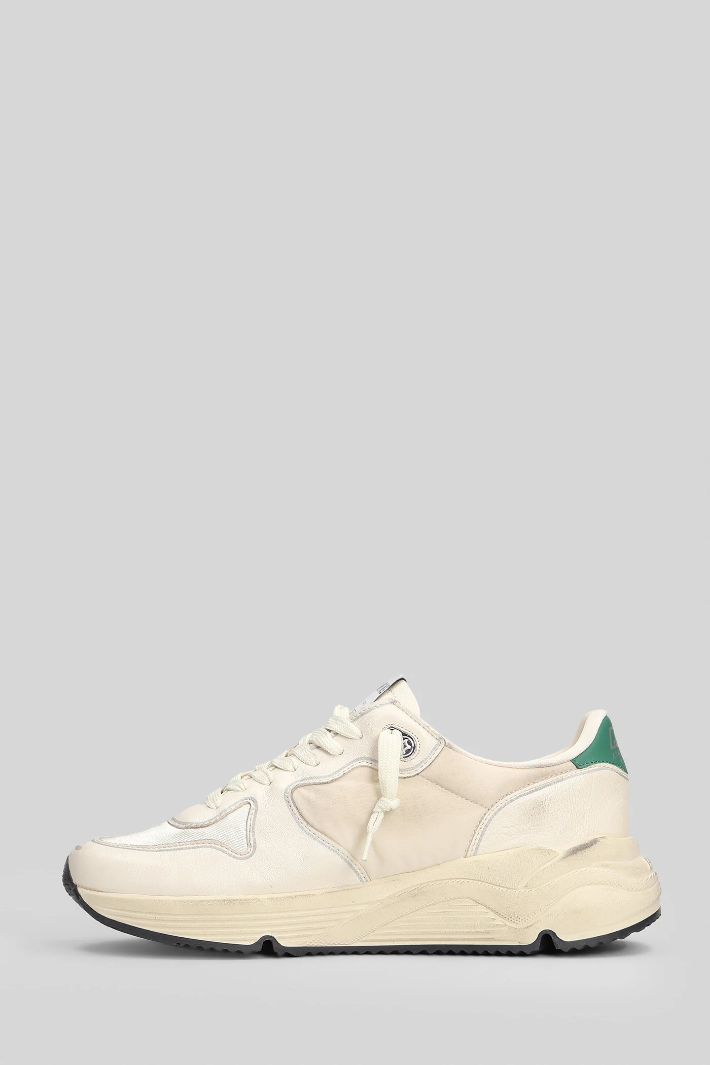Running Sneakers in beige leather and fabric - Image 3