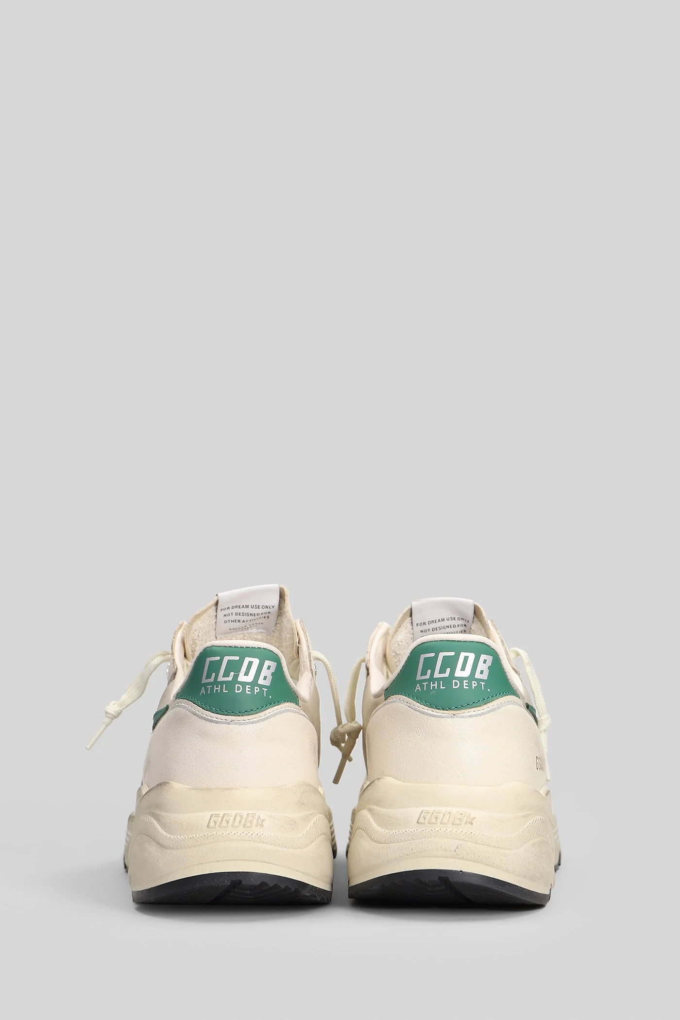 Running Sneakers in beige leather and fabric - Image 4