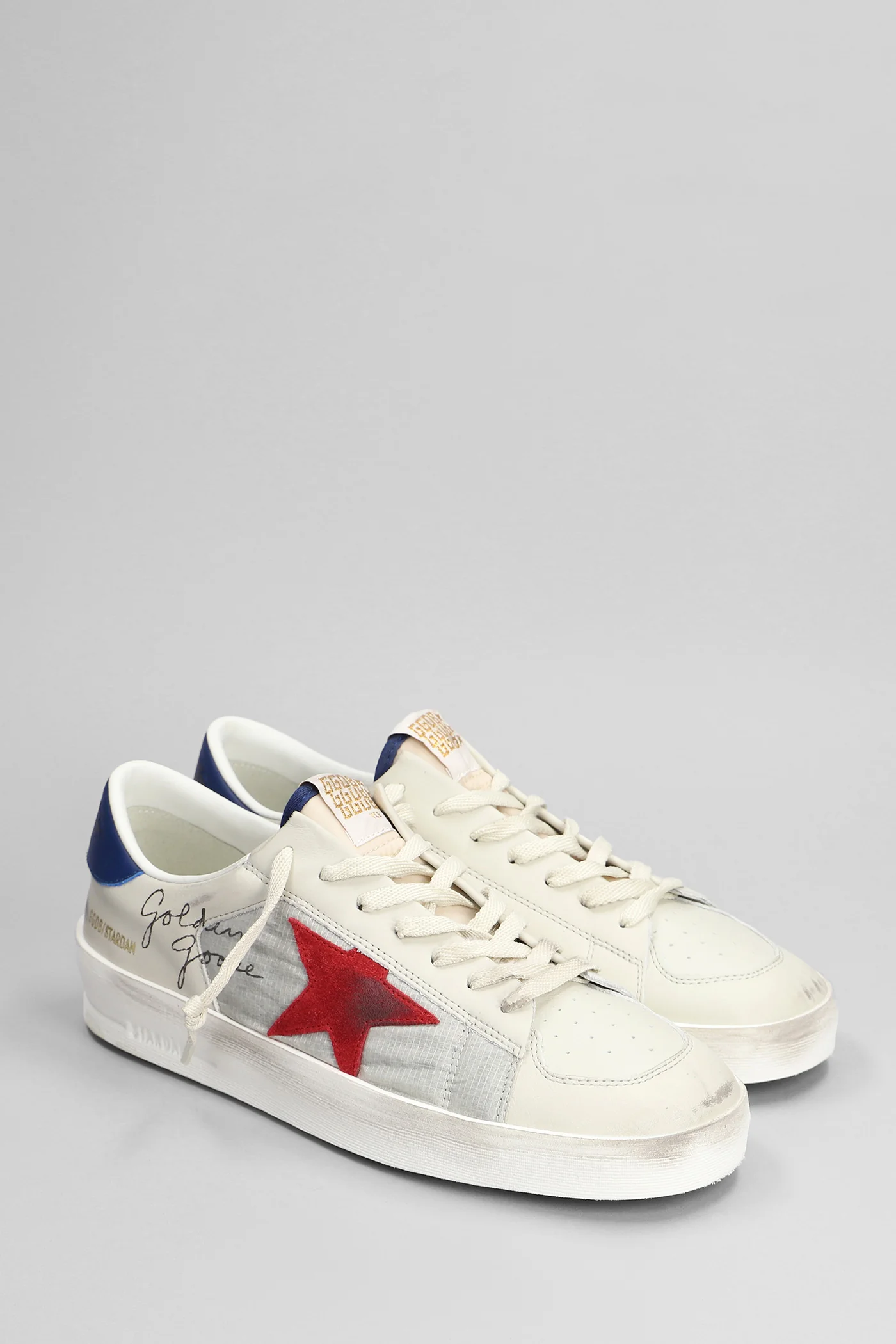 Stardan Sneakers in white leather and fabric - Image 2