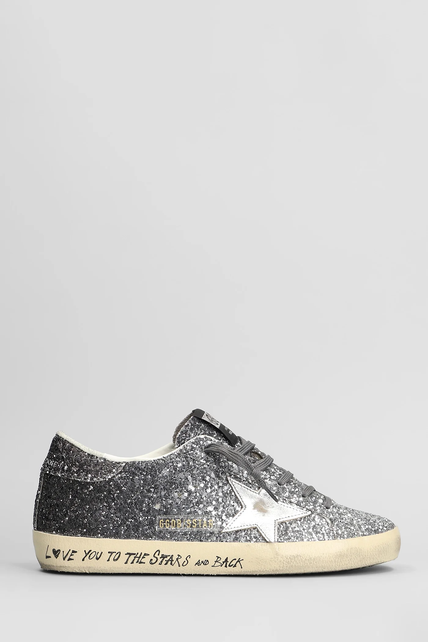 Superstar Sneakers in silver glitter