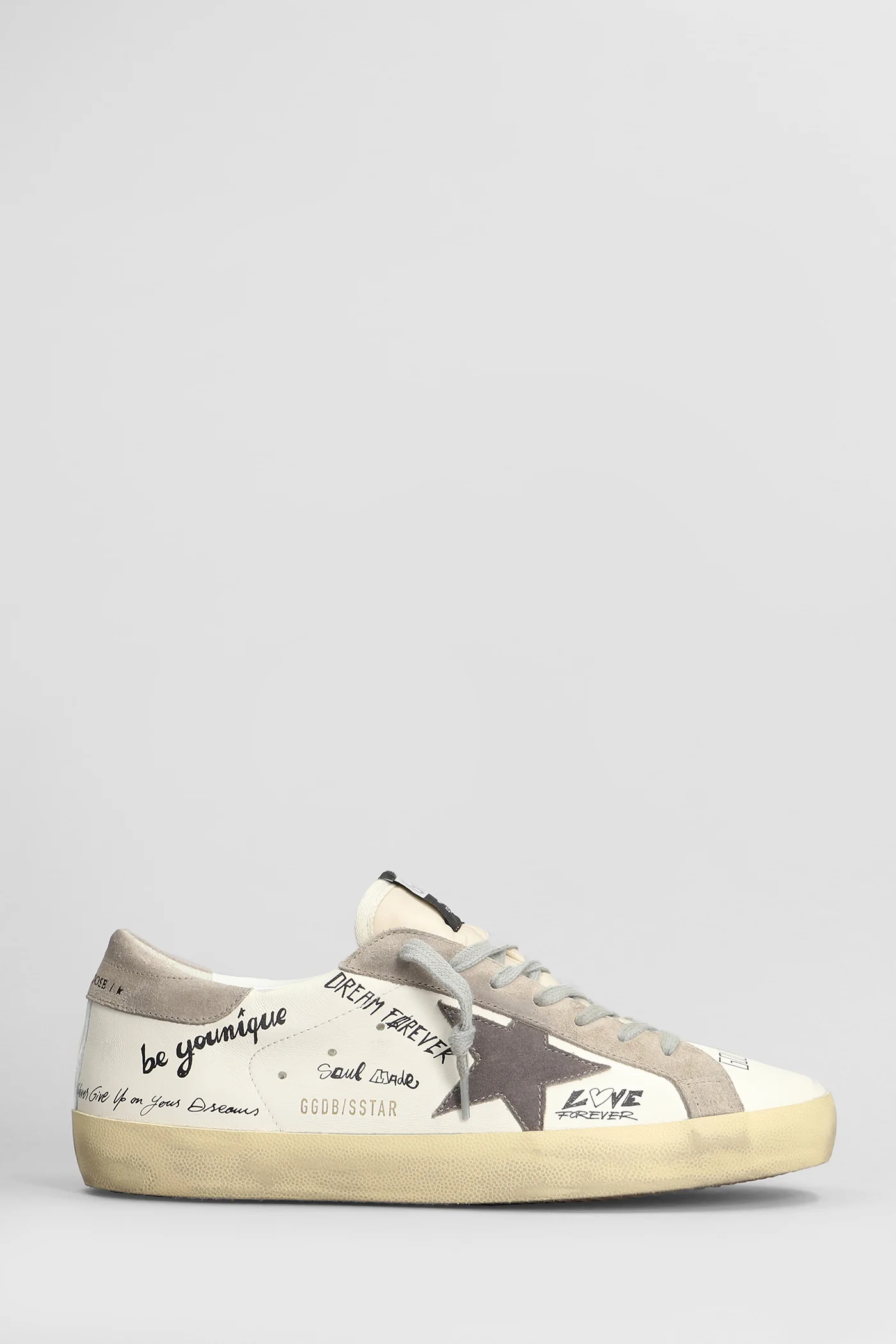 Superstar Sneakers in white suede and leather