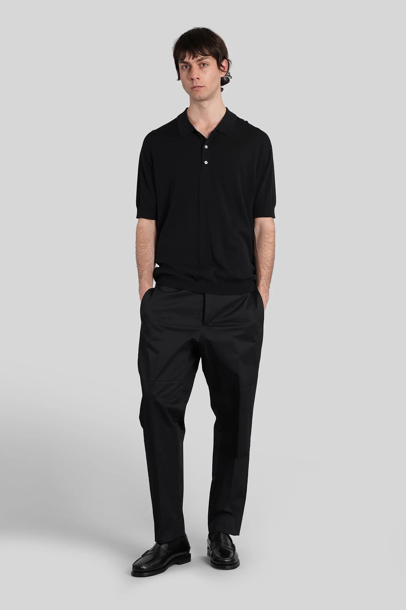 Rasato 16 Polo in black Cotton and silk - Image 2