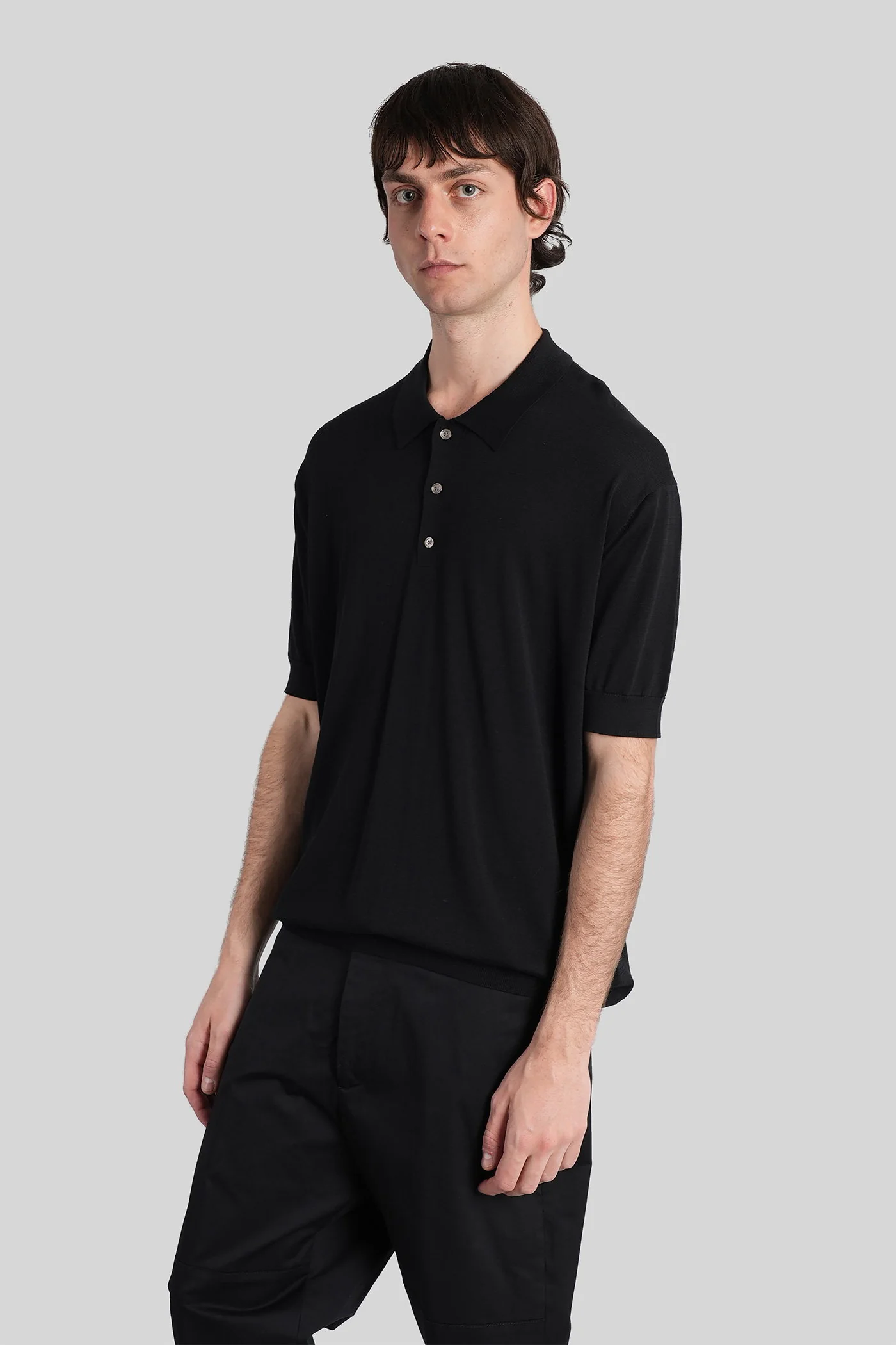 Rasato 16 Polo in black Cotton and silk - Image 4