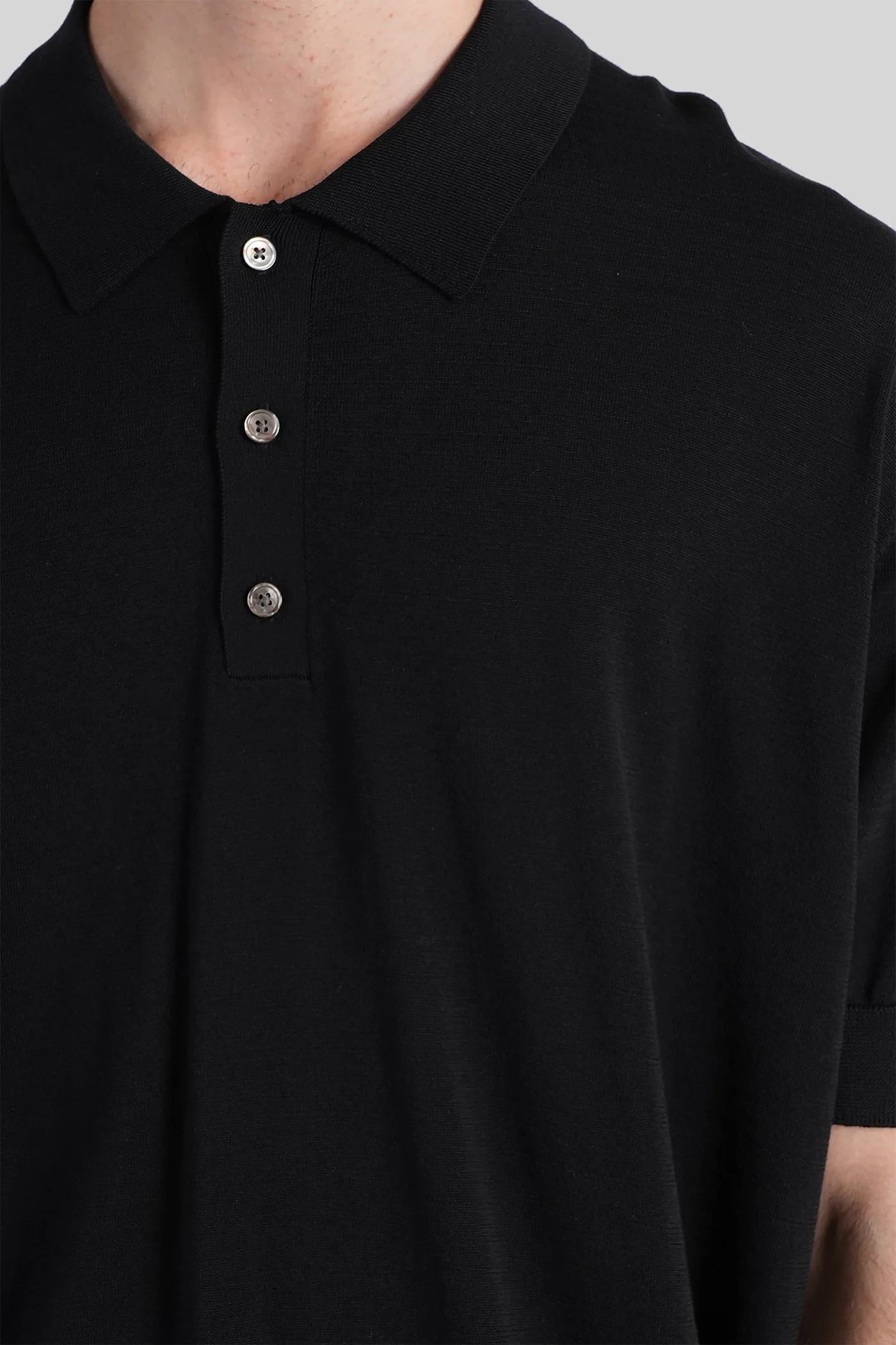 Rasato 16 Polo in black Cotton and silk - Image 5