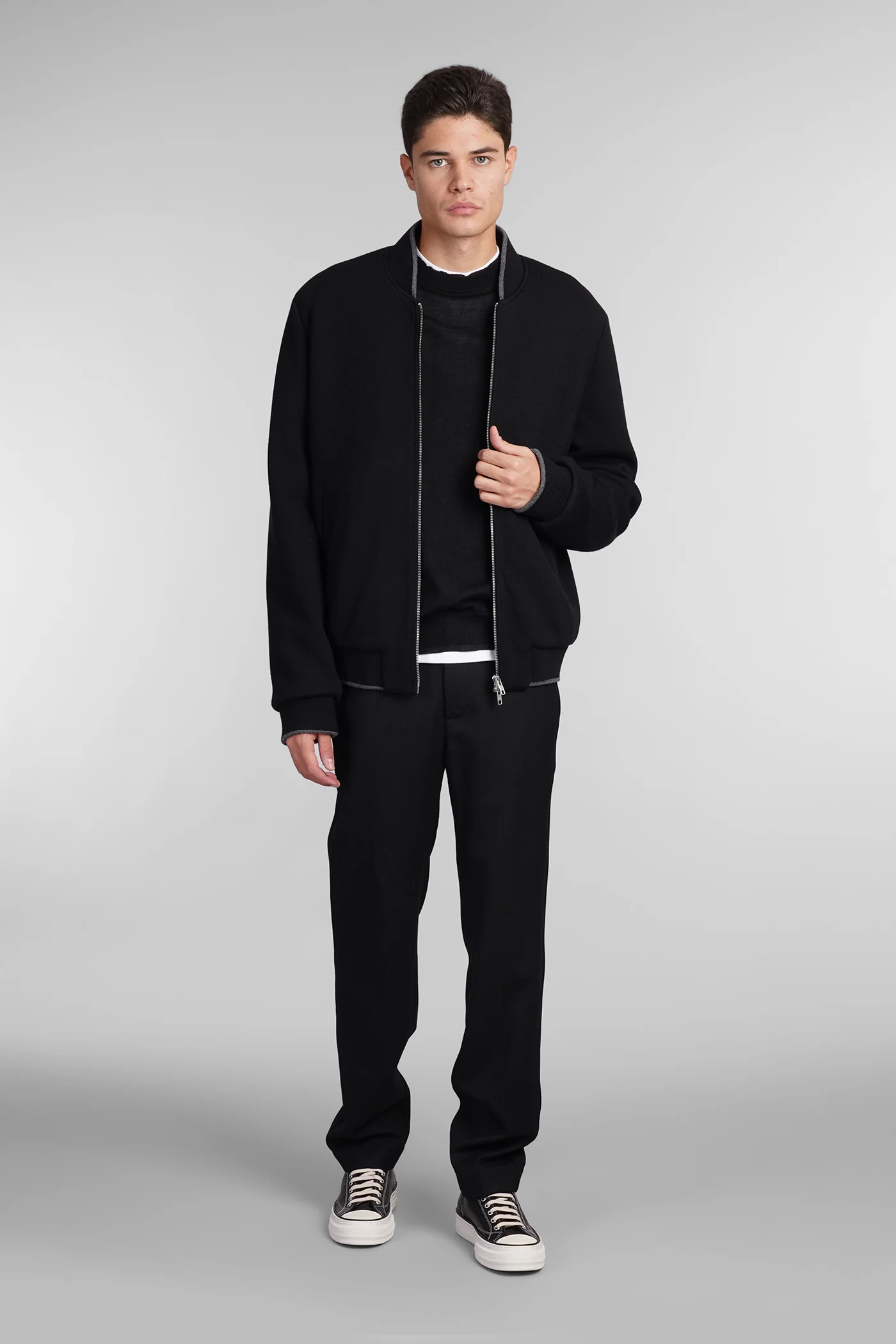 Bomber Jacket in black wool - Image 2