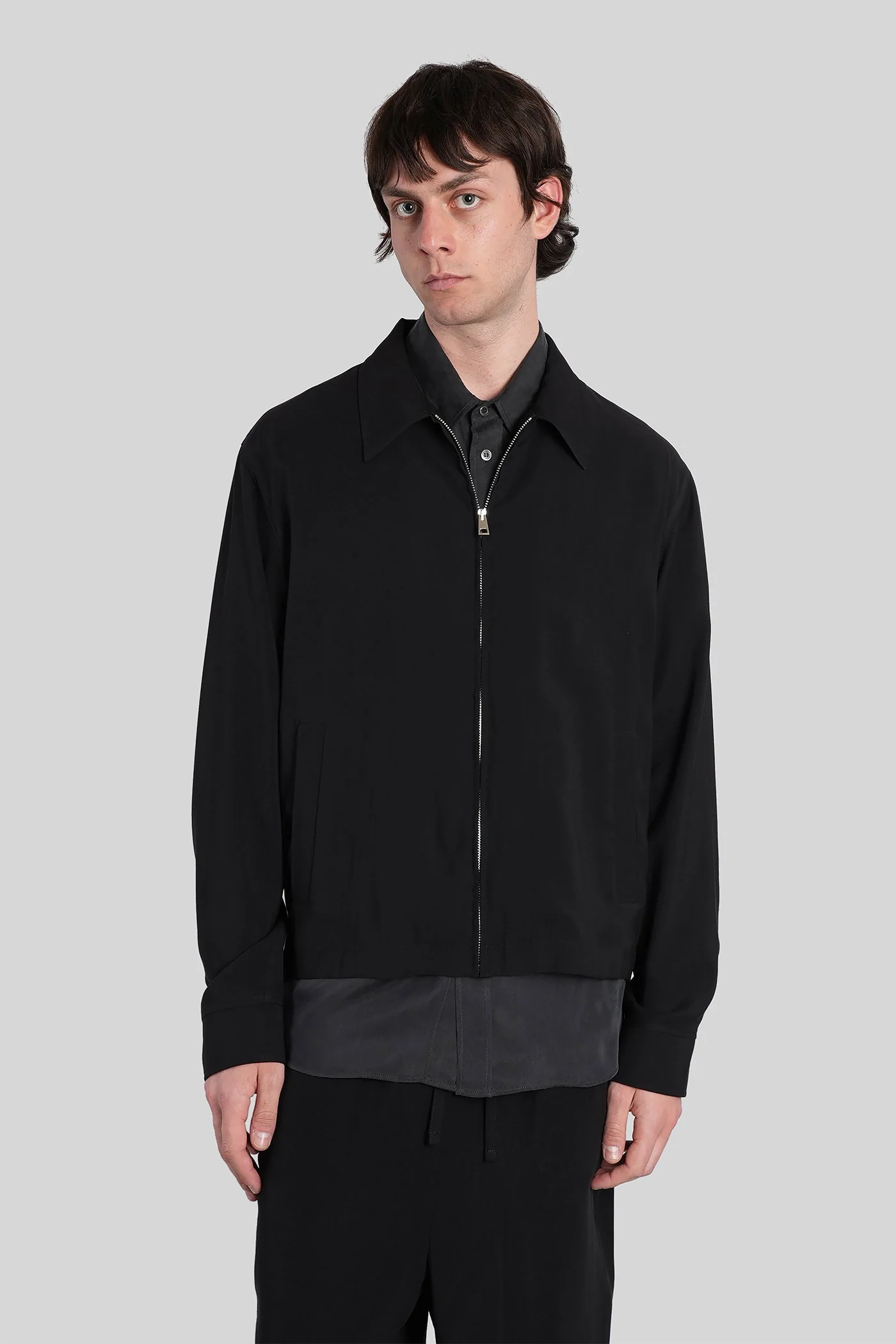 Casual jacket in black viscose