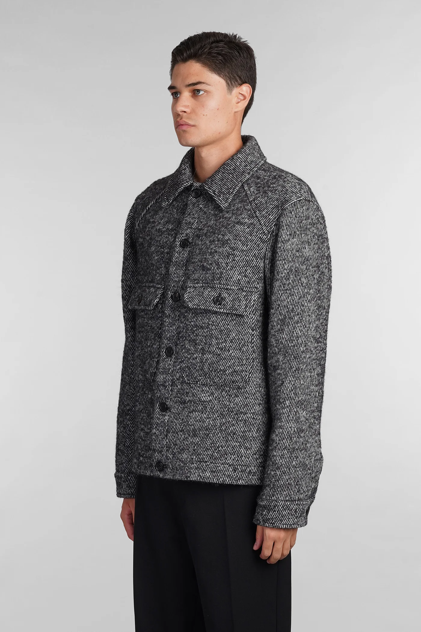 Casual jacket in black wool - Image 4