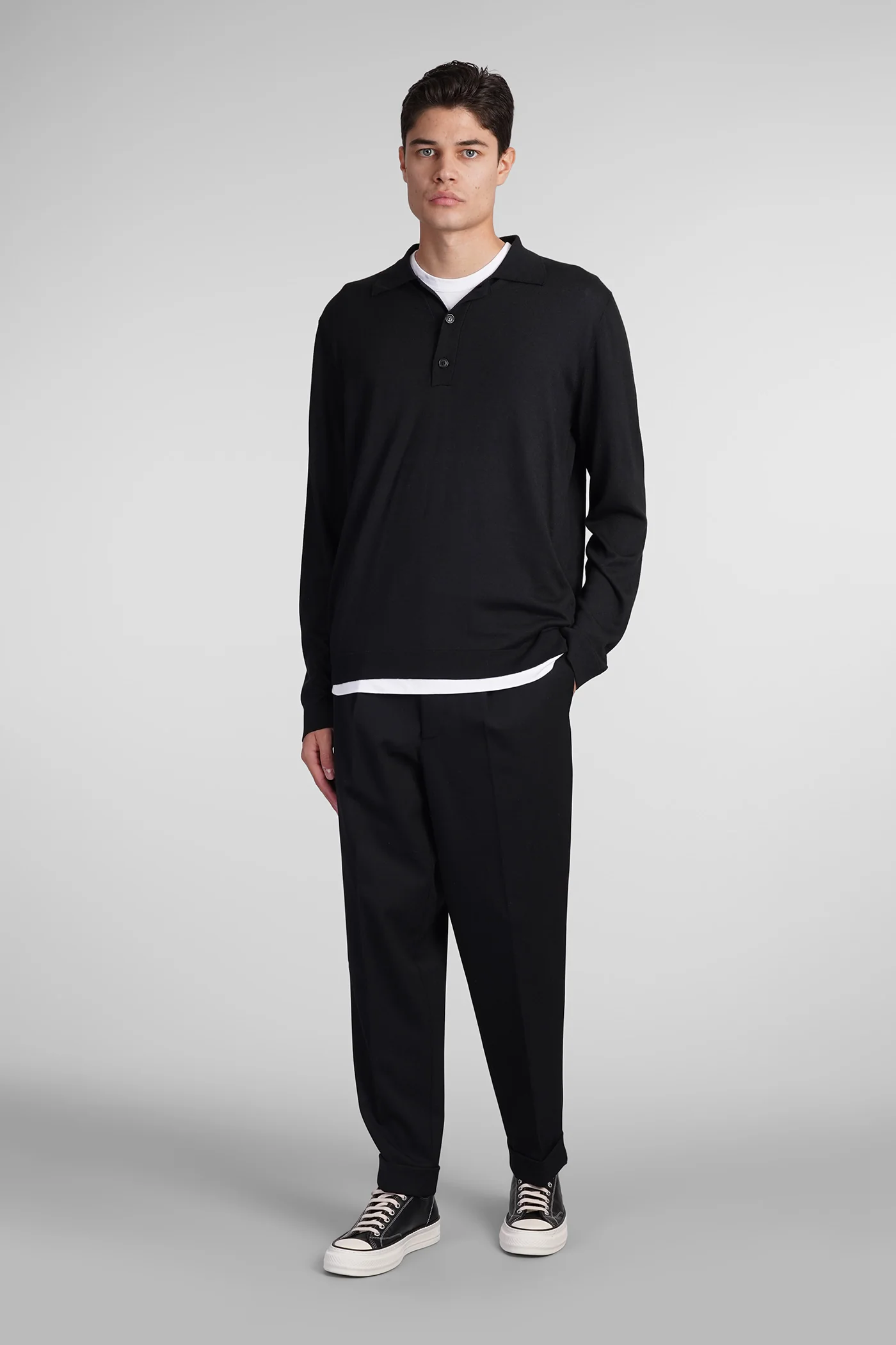 Polo in black cotton - Image 2