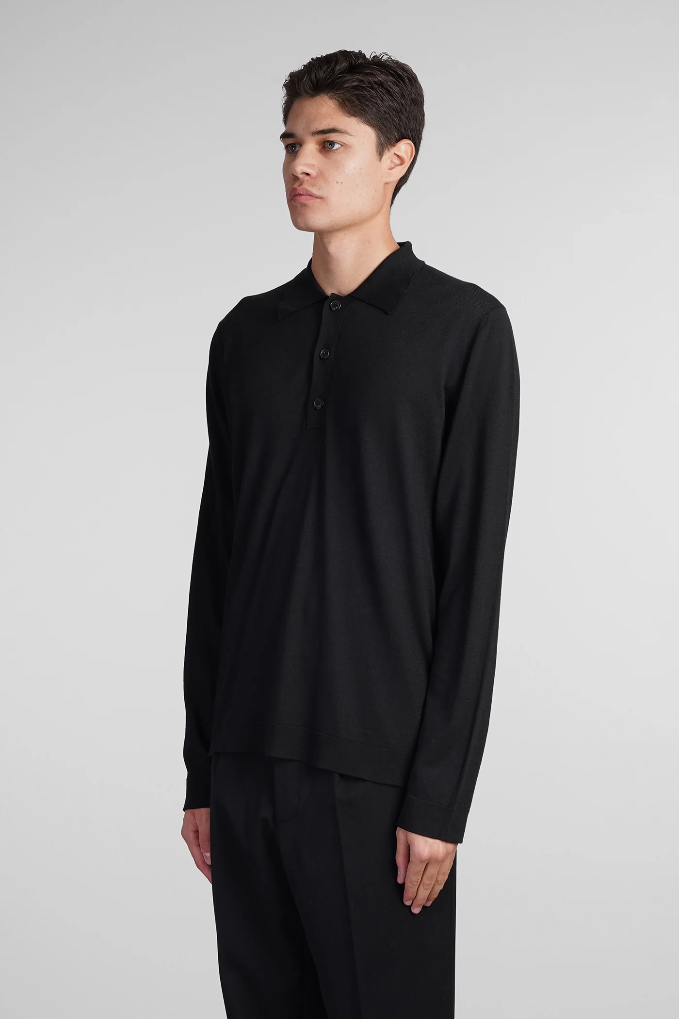 Polo in black cotton - Image 4