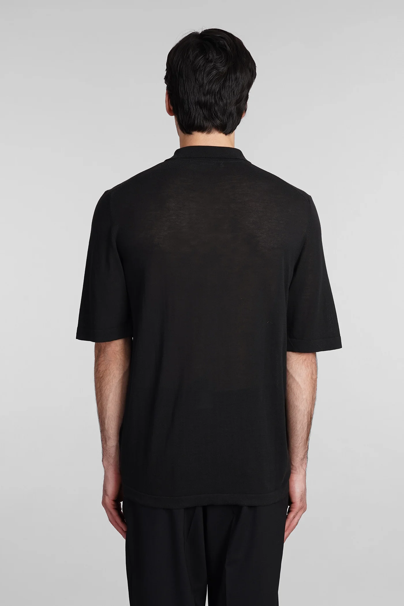 Polo in black cotton - Image 3