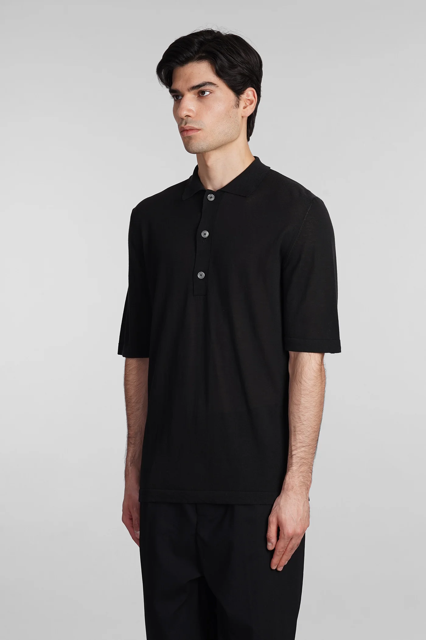 Polo in black cotton - Image 4