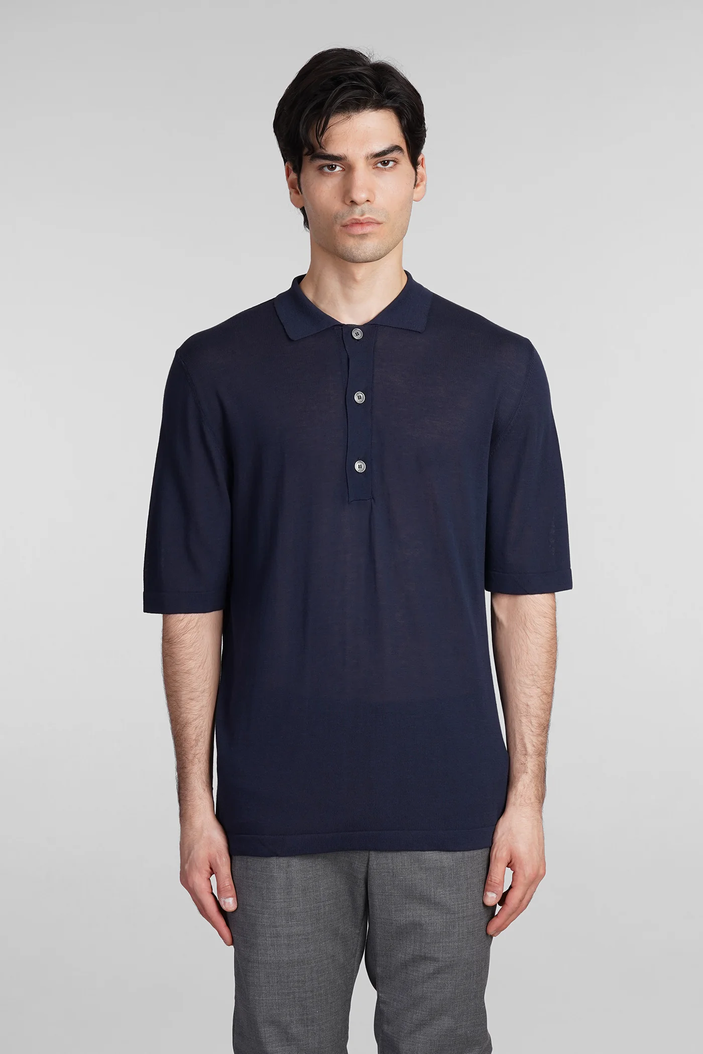 Polo in blue cotton