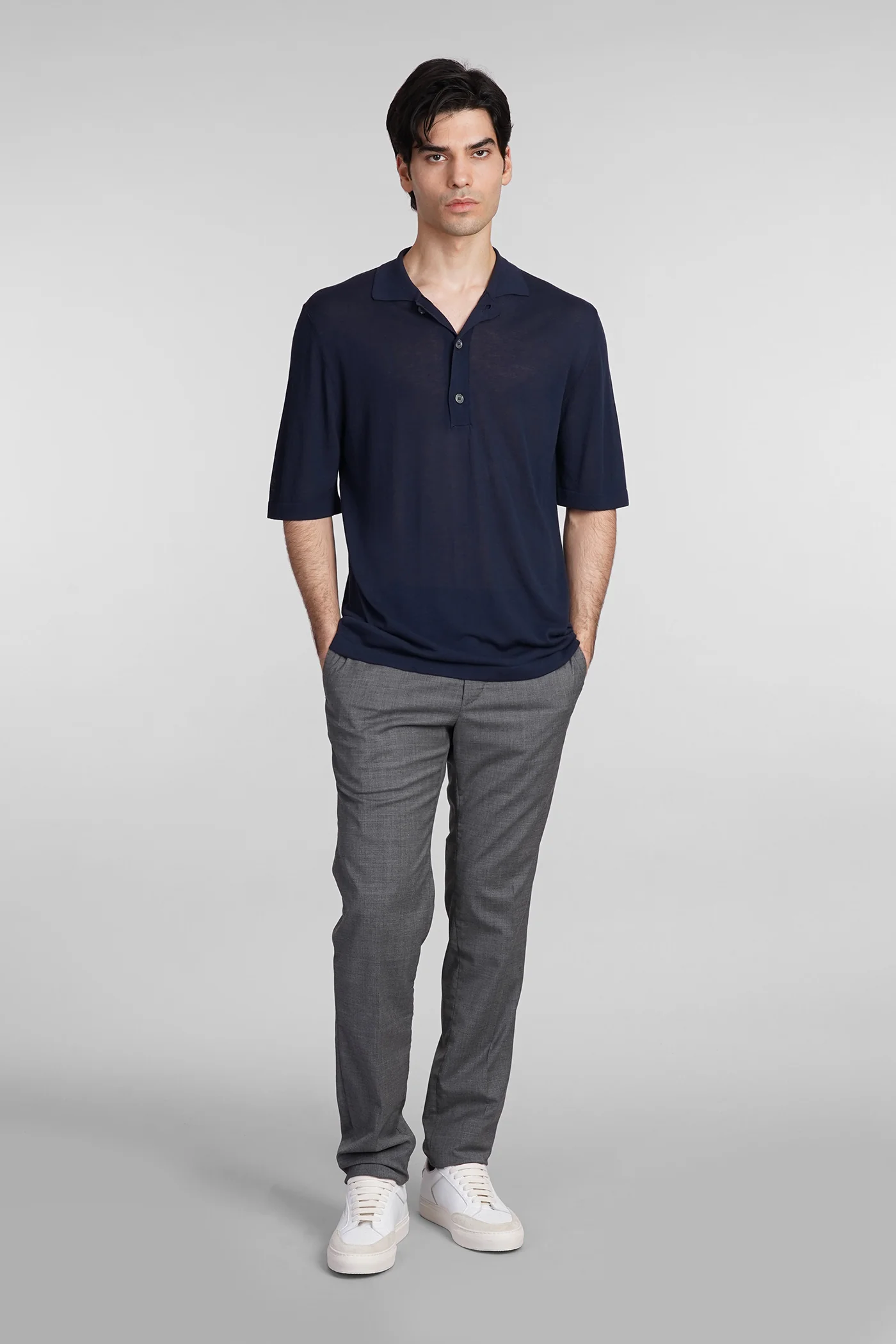 Polo in blue cotton - Image 2