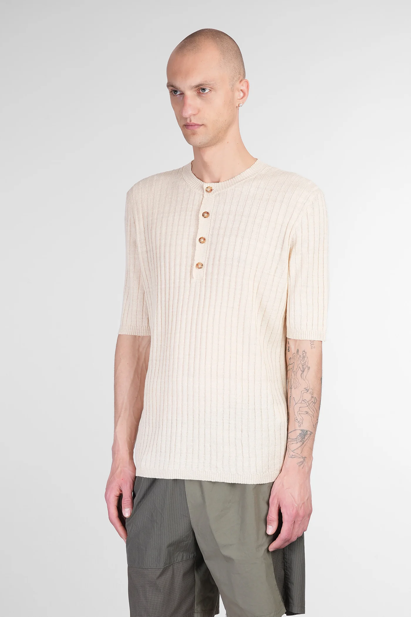 T-Shirt in beige linen - Image 4