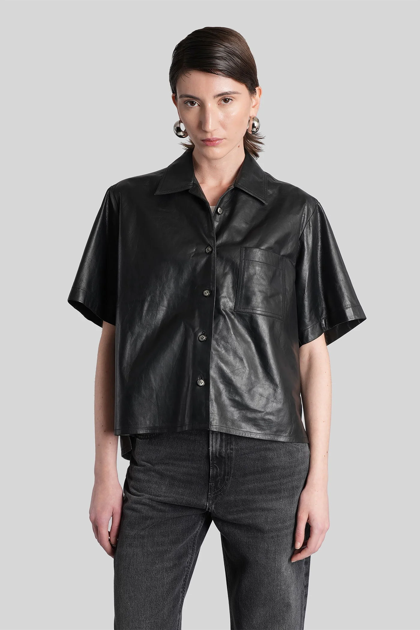 Avril Shirt in black leather