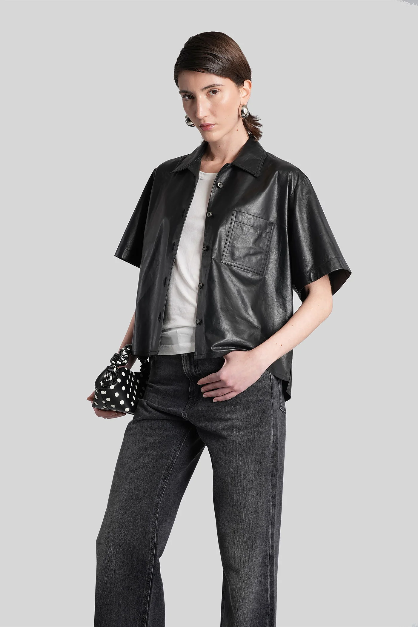 Avril Shirt in black leather - Image 2