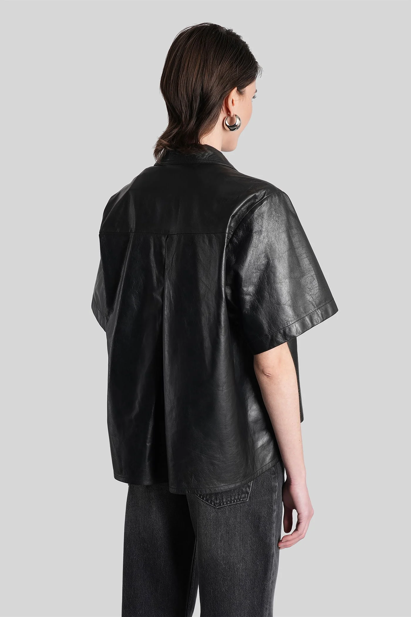 Avril Shirt in black leather - Image 3