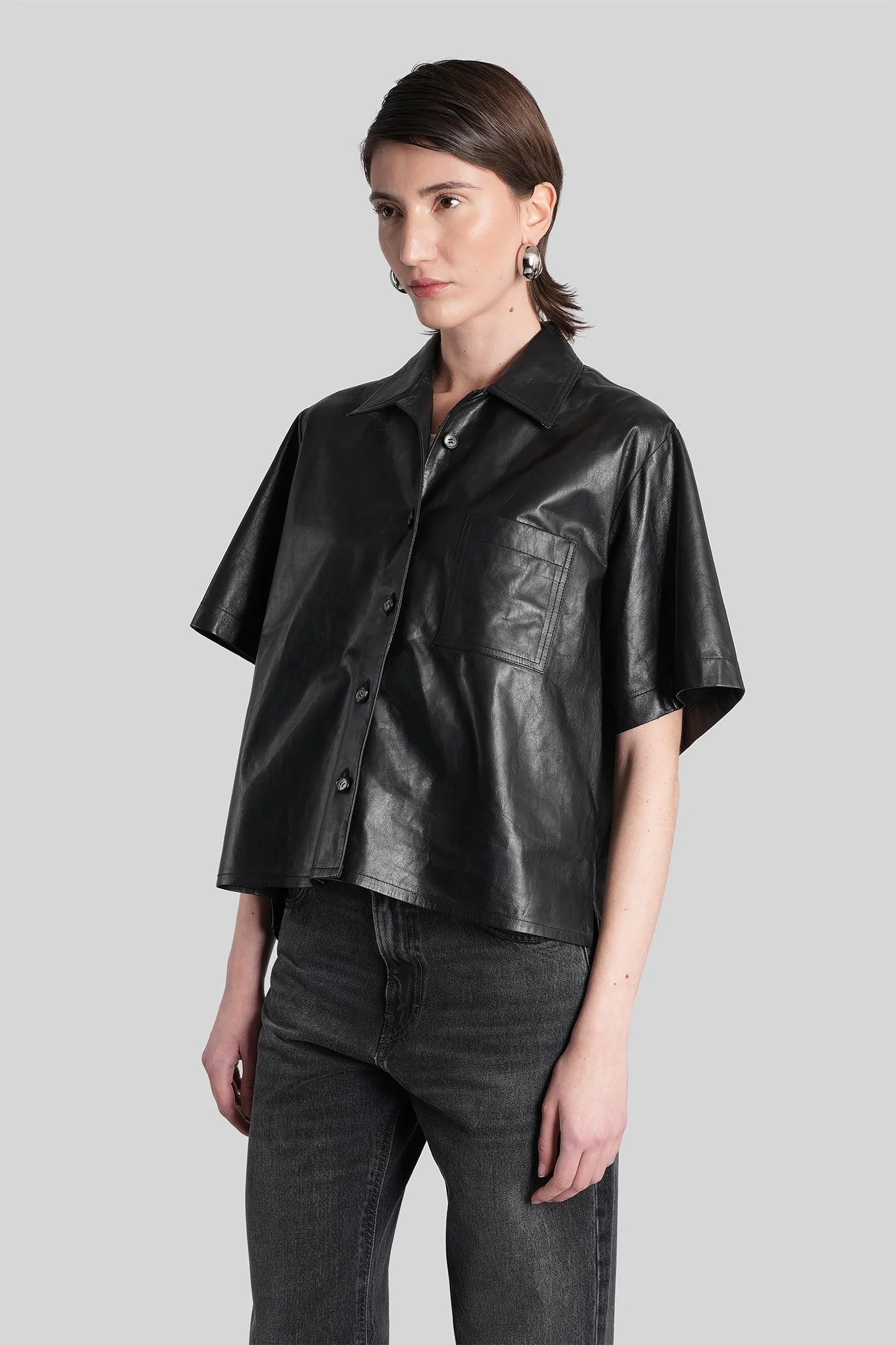 Avril Shirt in black leather - Image 4