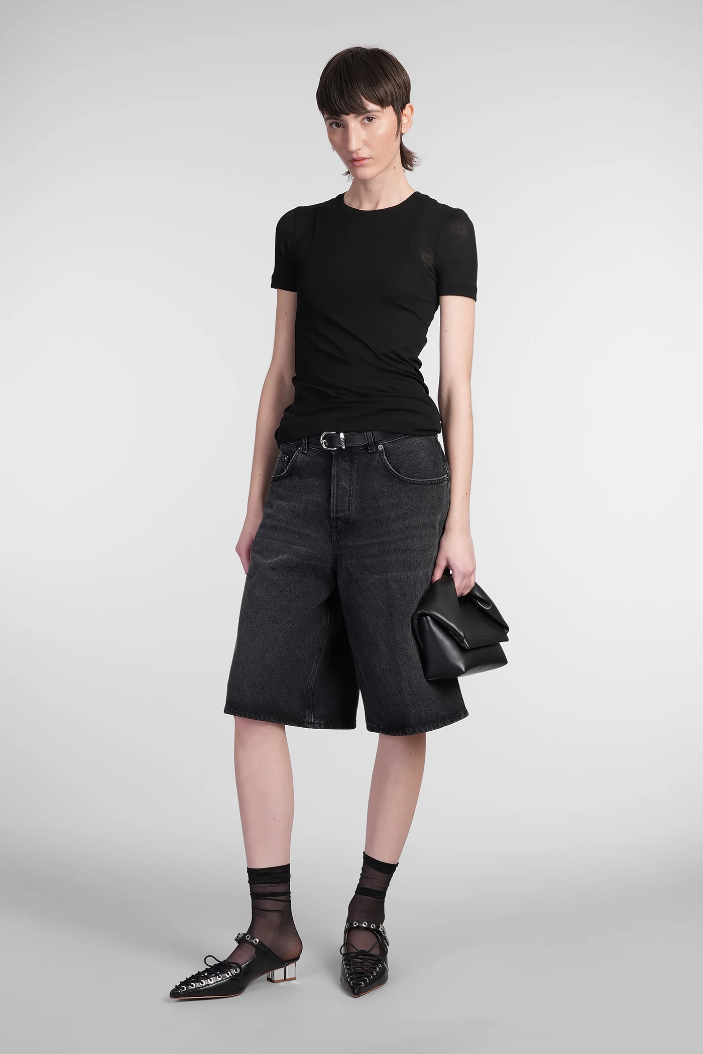 Becky Shorts in black denim - Image 2