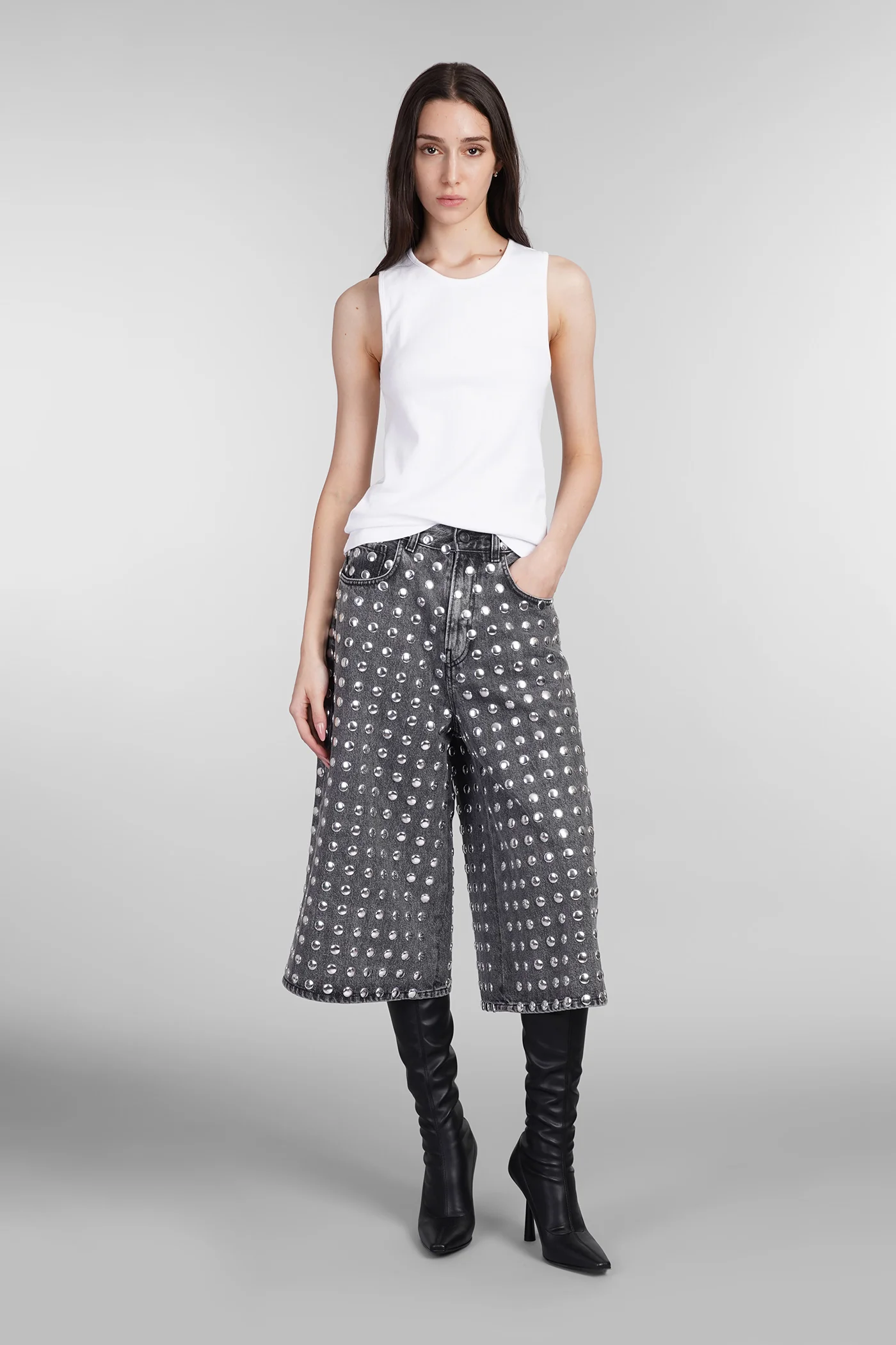 Belle Shorts in grey cotton - Image 2
