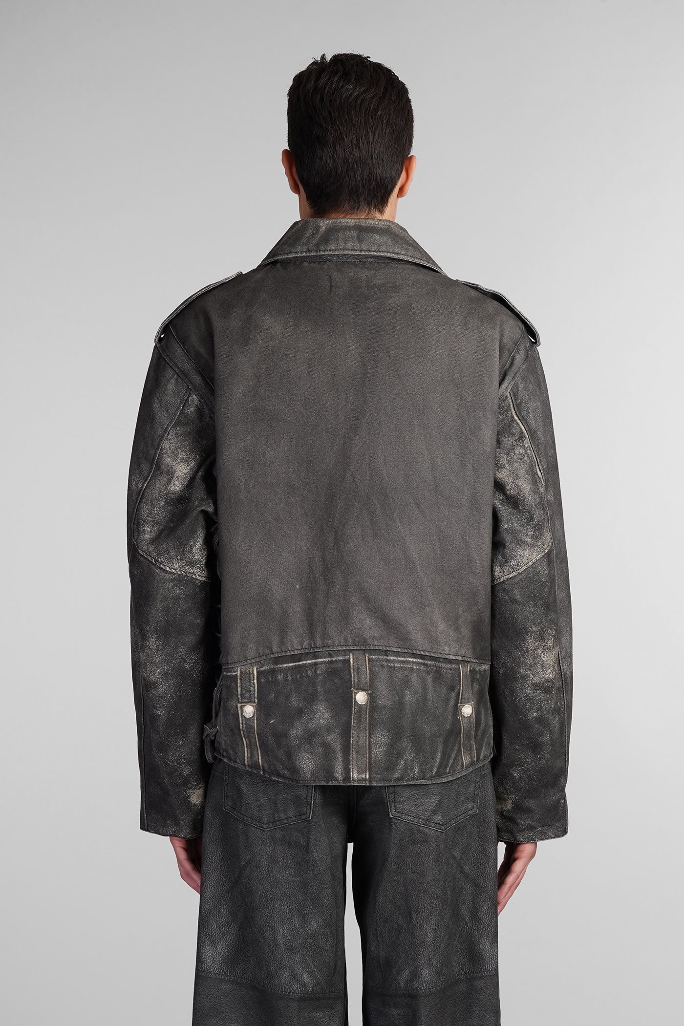 Kay Biker jacket in grey cotton - Image 3