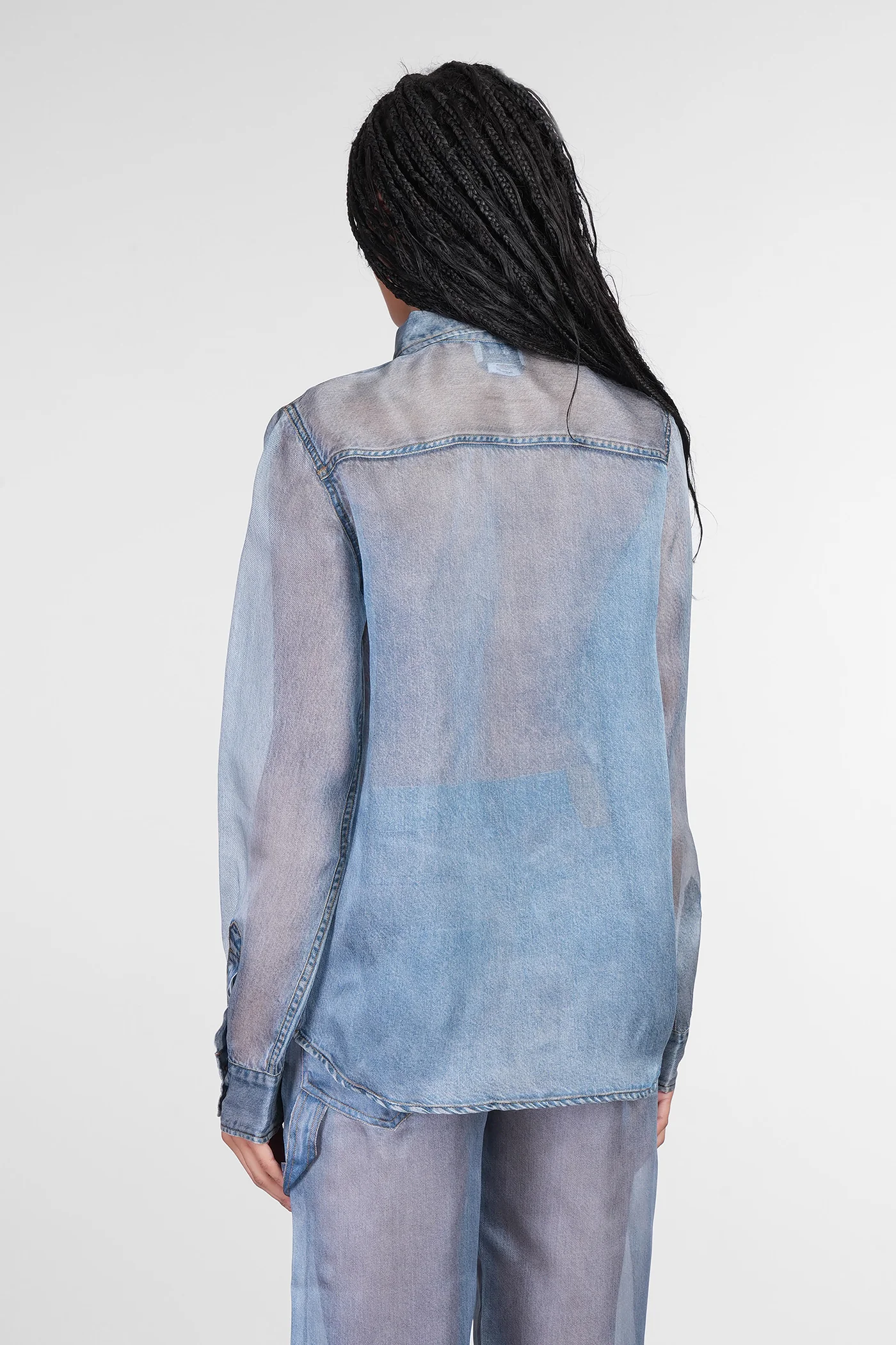 Ronda Shirt in blue silk - Image 3