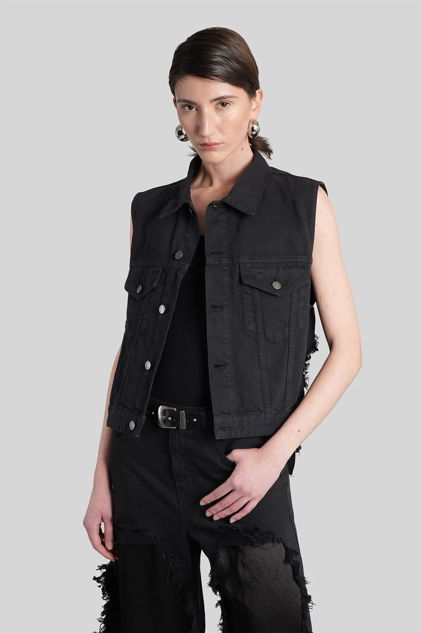 Ryder Vest in black cotton
