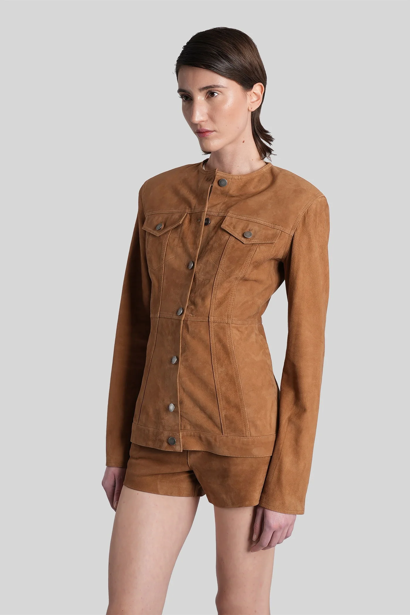 Temple Leather jacket in brown leather - Image 4